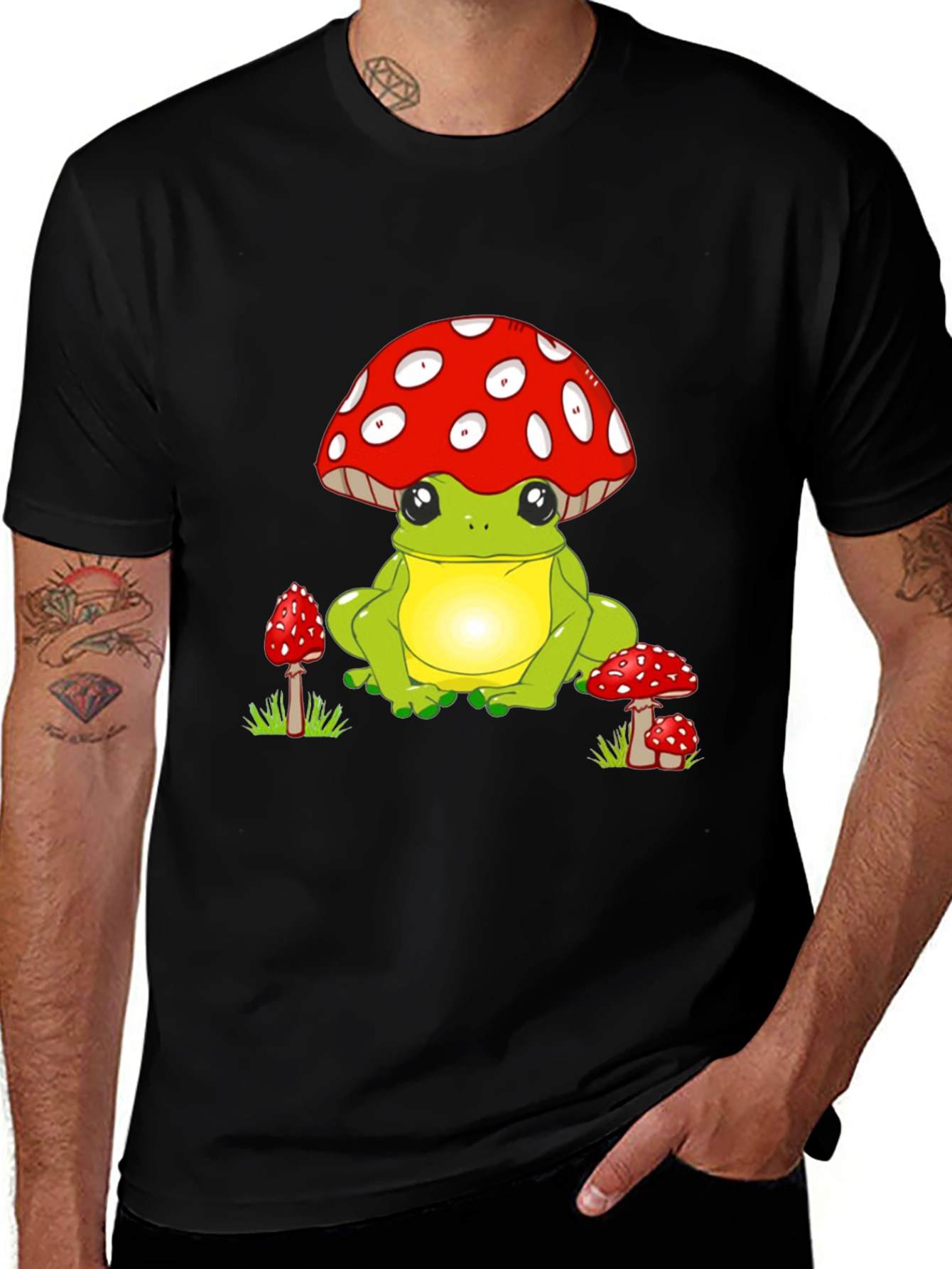 Frog on Mushroom T-Shirt - Cute Cartoon Design