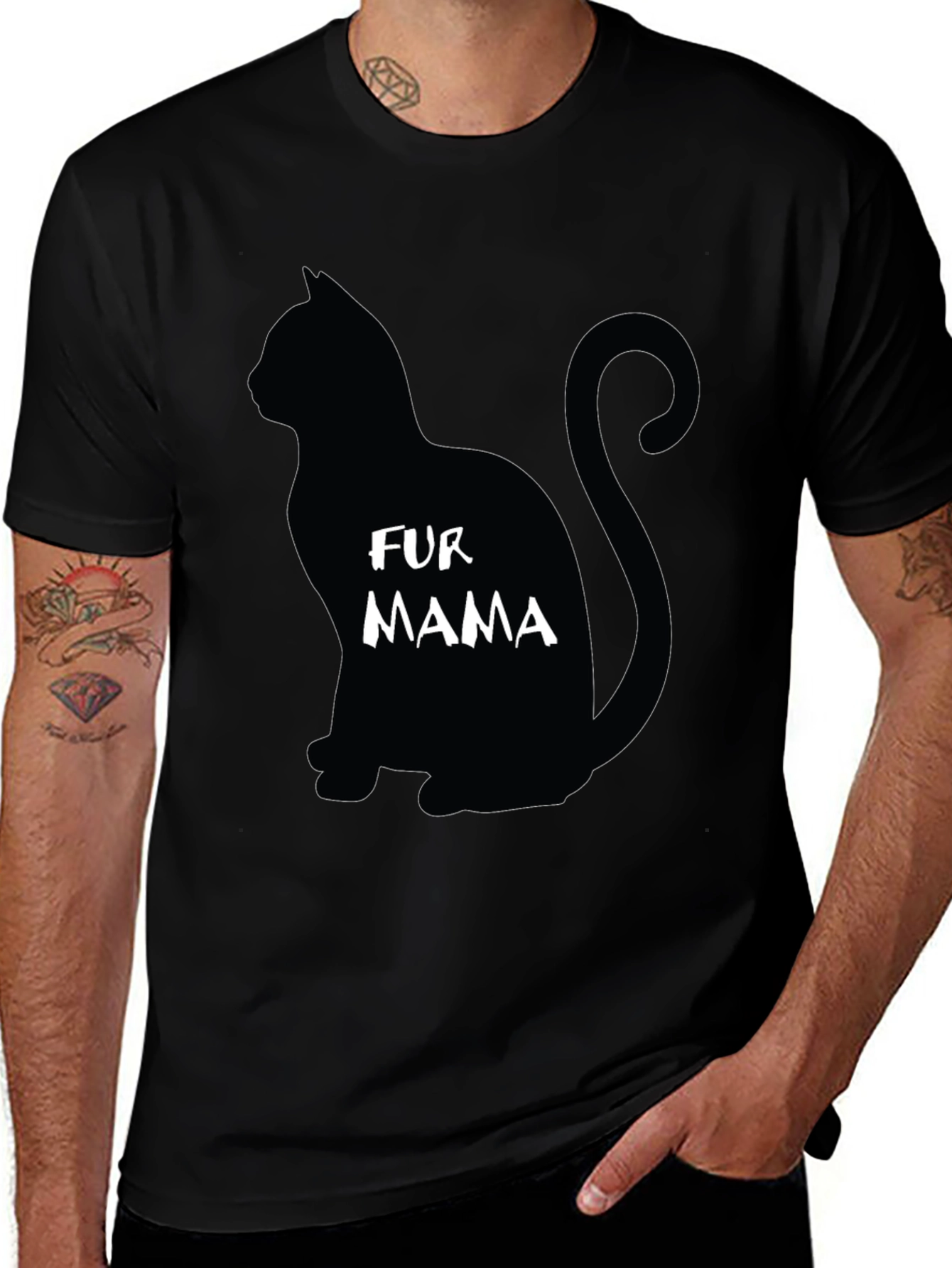 Fur Mama Cat Silhouette Graphic Tee