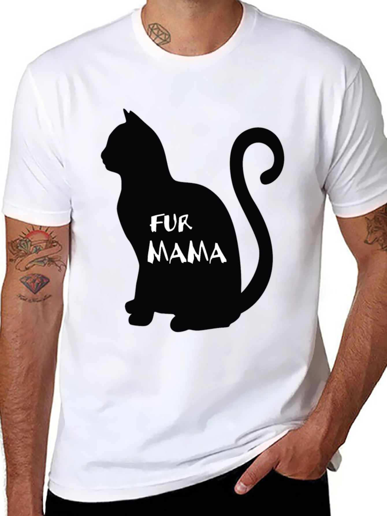 Fur Mama Cat Silhouette Graphic Tee