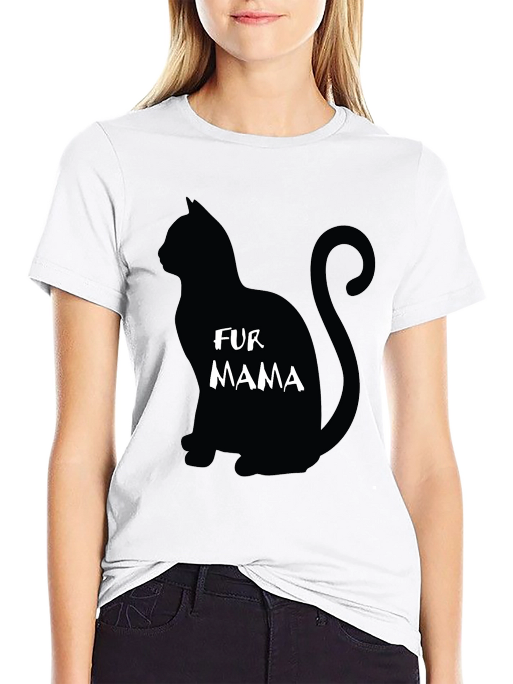Fur Mama Cat Silhouette Graphic Tee