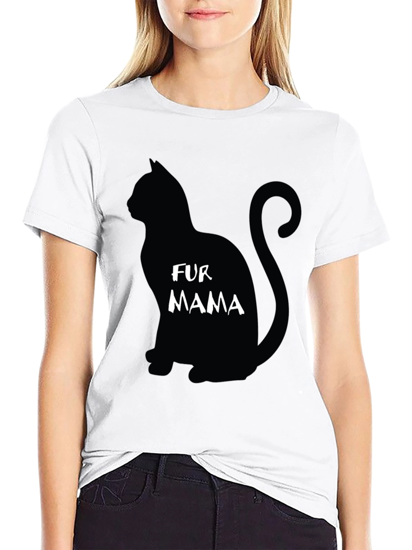 Fur Mama Cat Silhouette Graphic Tee