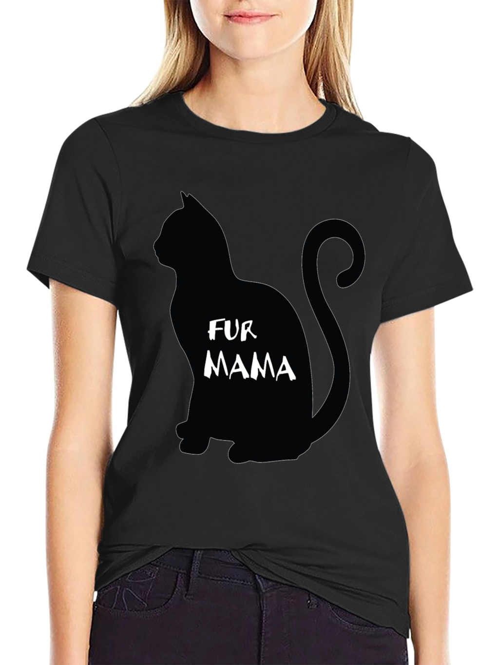 Fur Mama Cat Silhouette Graphic Tee