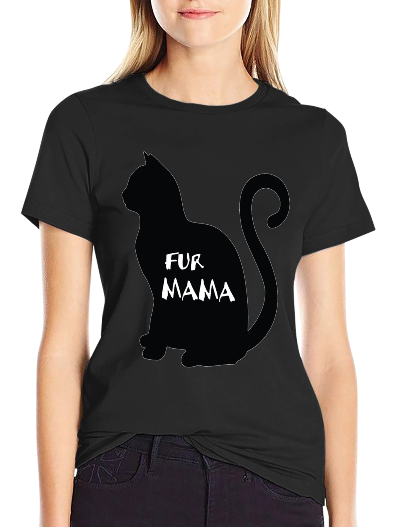 Fur Mama Cat Silhouette Graphic Tee