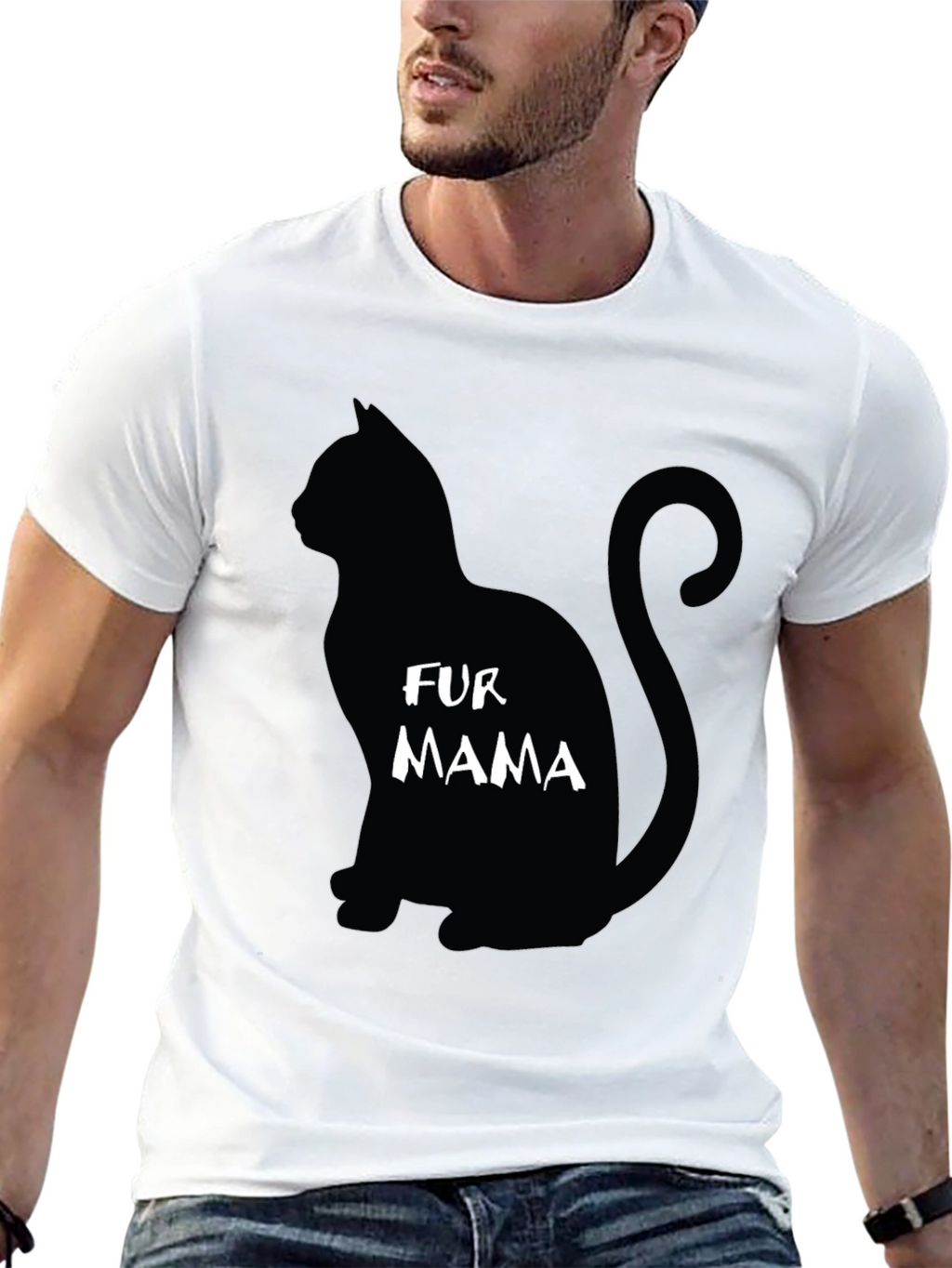 Fur Mama Cat Silhouette Graphic Tee
