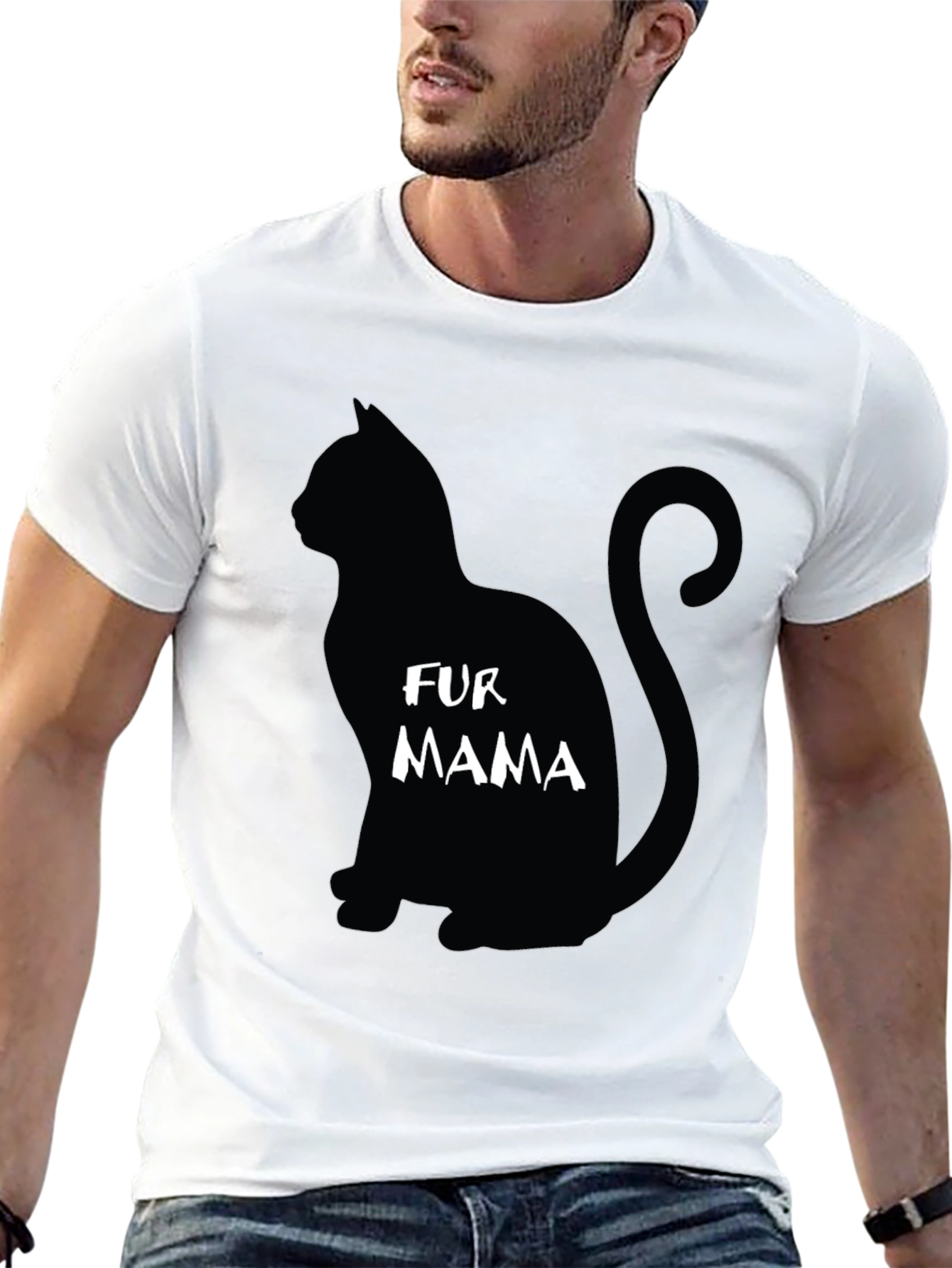 Fur Mama Cat Silhouette Graphic Tee