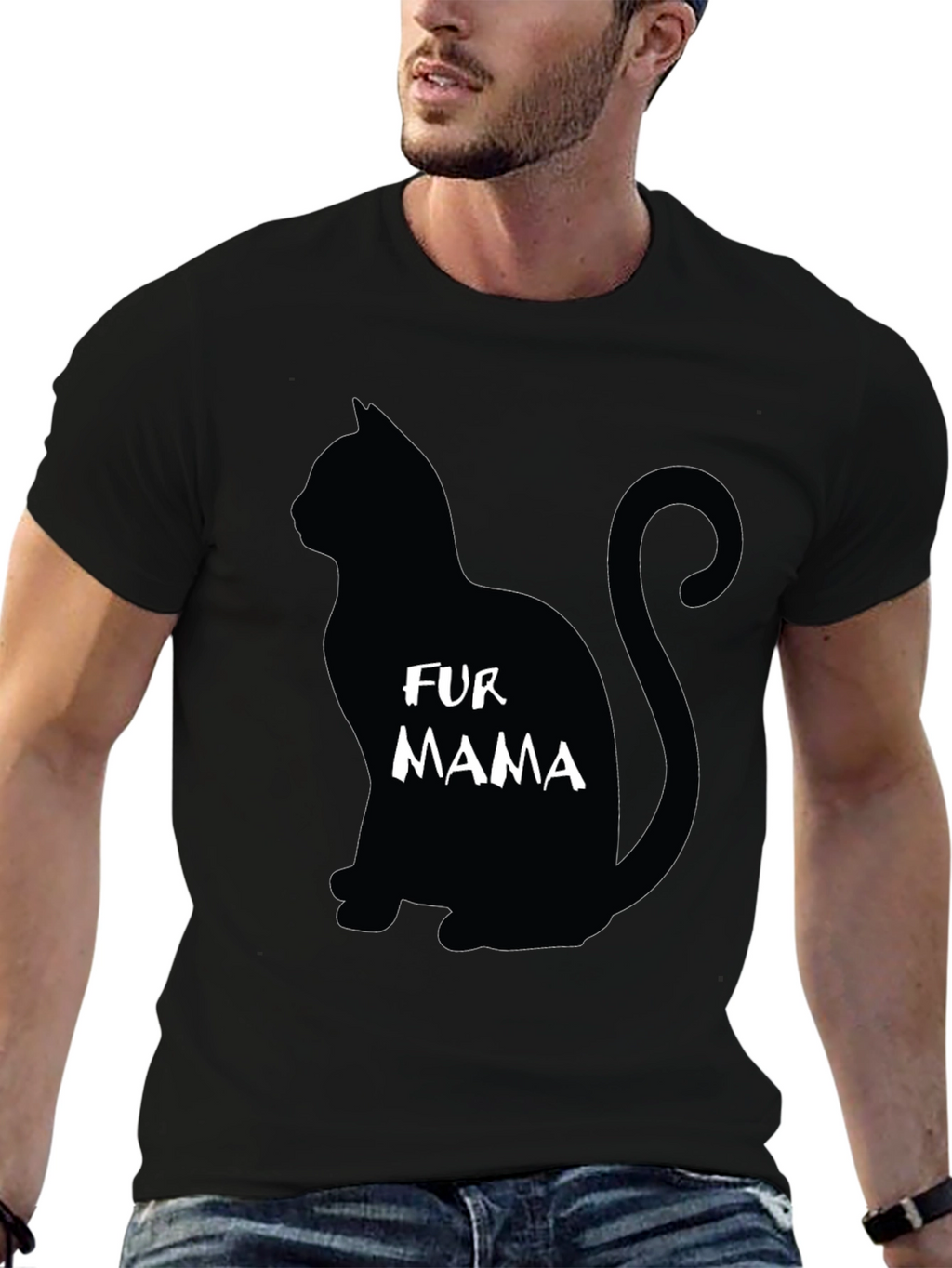 Fur Mama Cat Silhouette Graphic Tee
