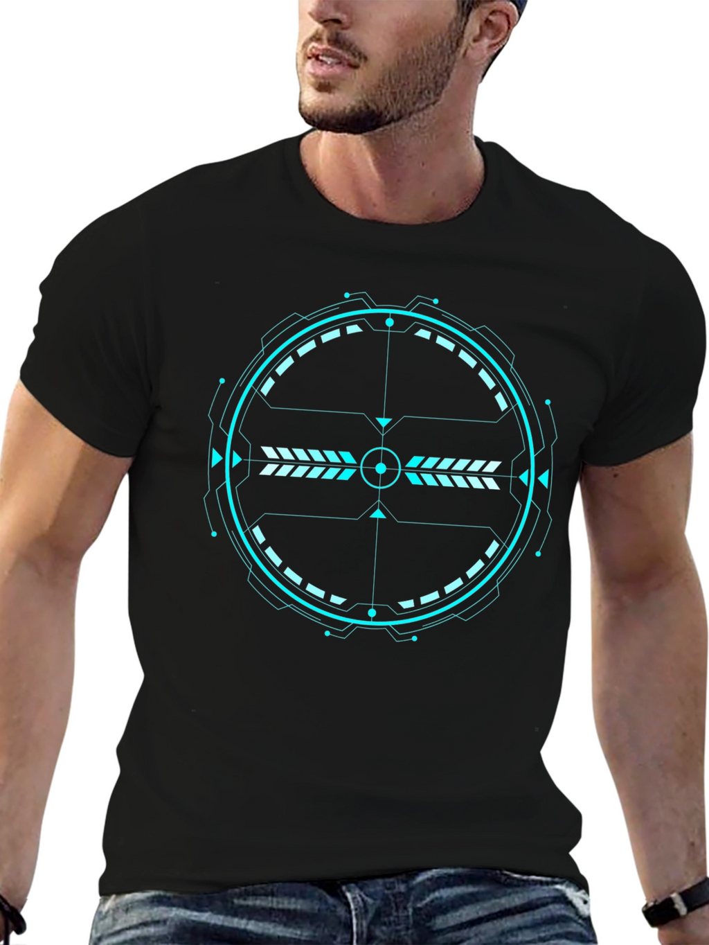 Futuristic Target Graphic Tee - Black