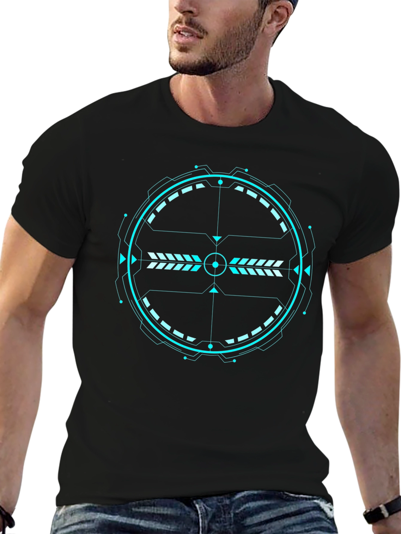 Futuristic Target Graphic Tee - Black