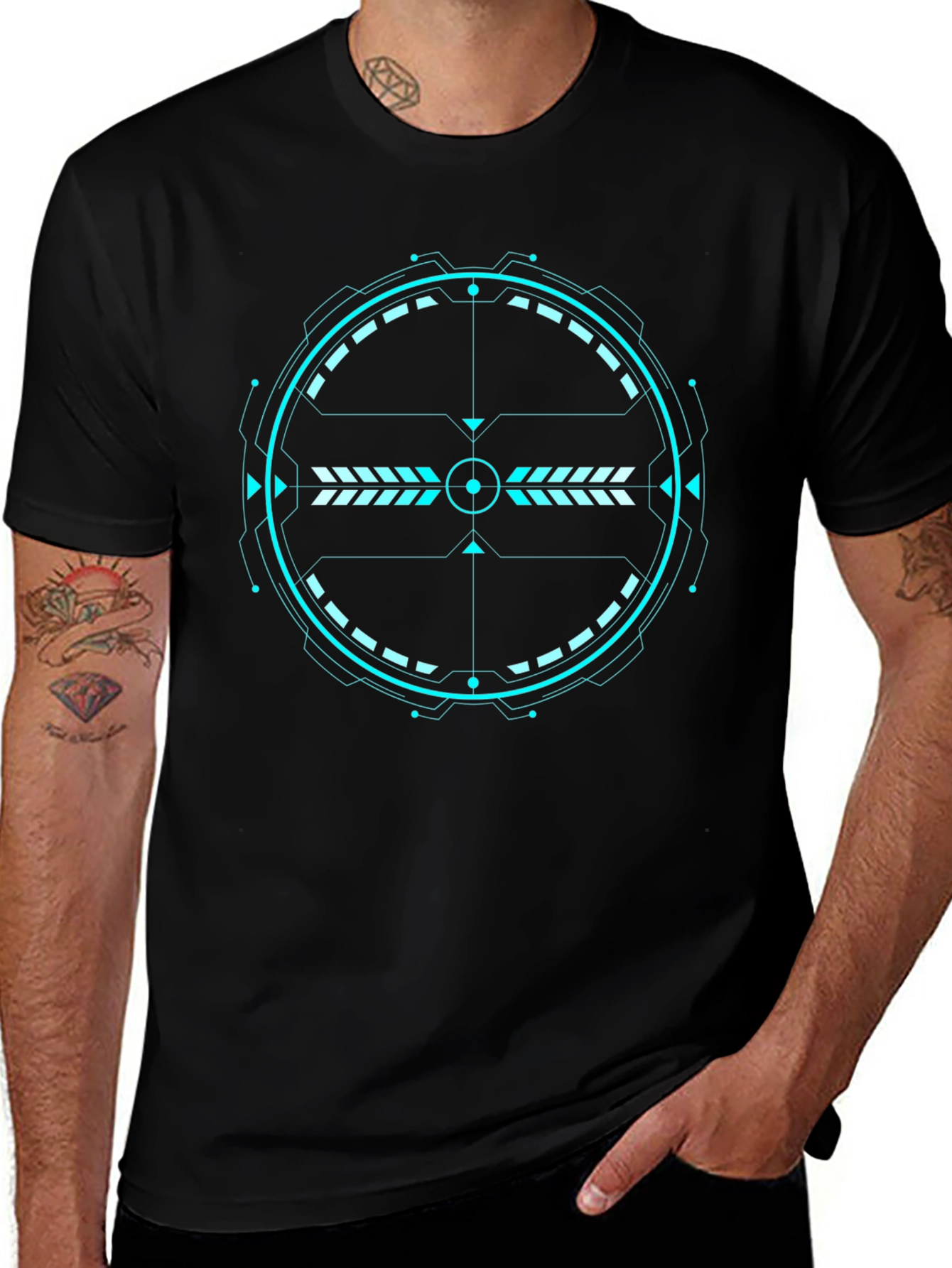 Futuristic Target Graphic Tee - Black