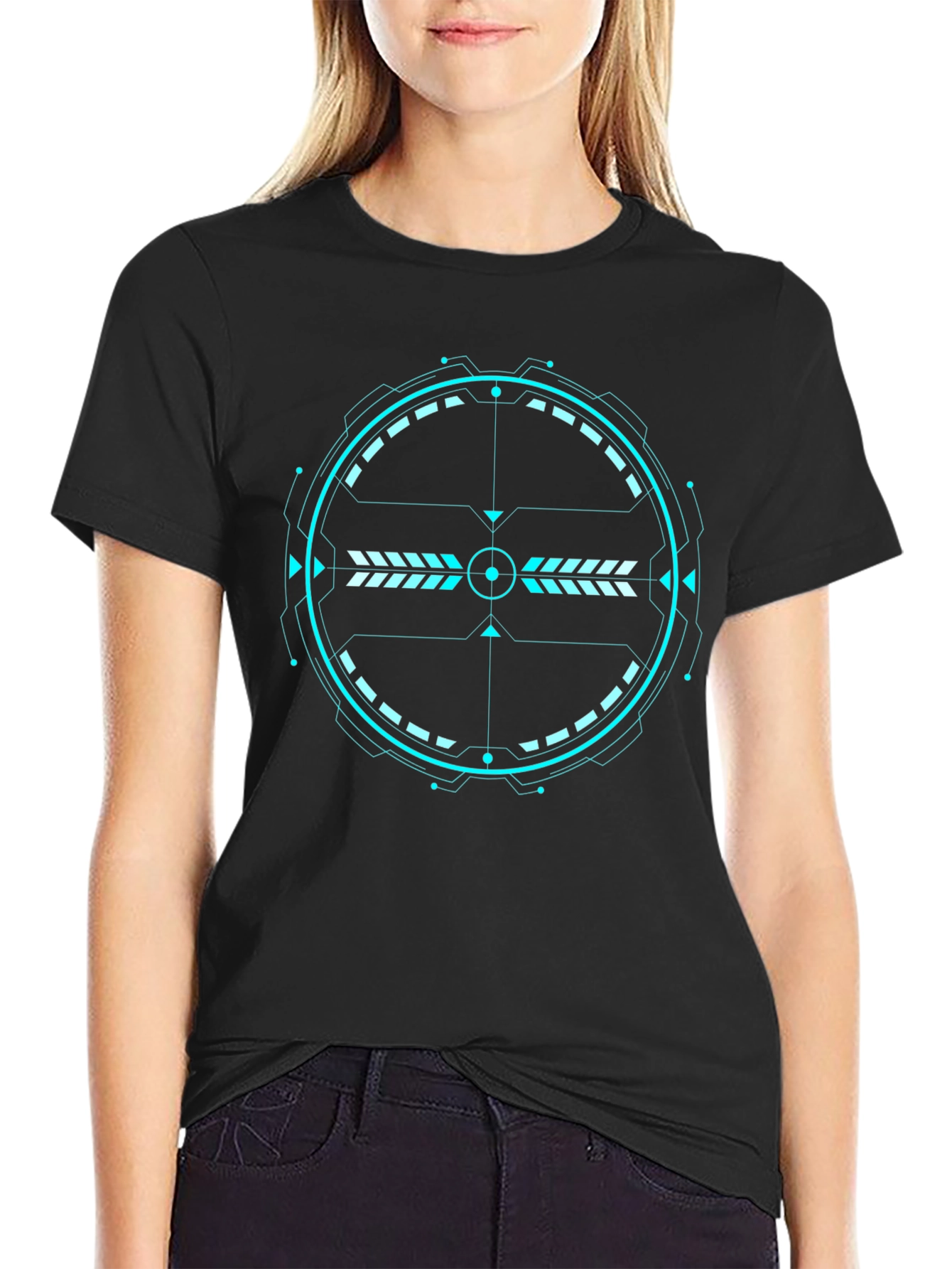 Futuristic Target Graphic Tee - Black