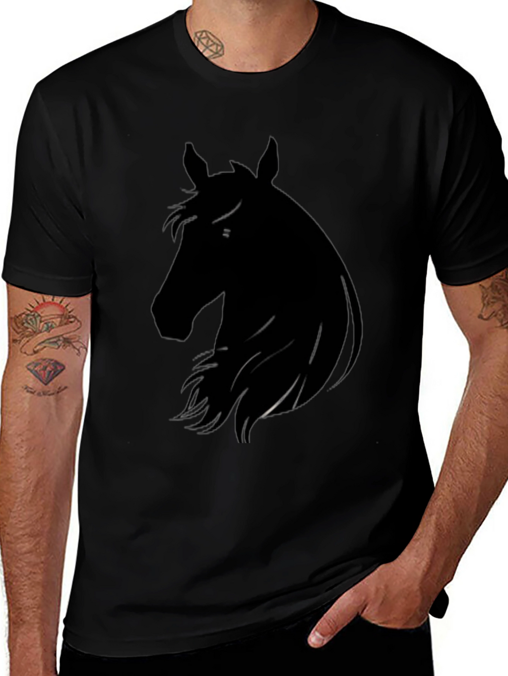 Horse Silhouette Black T-Shirt