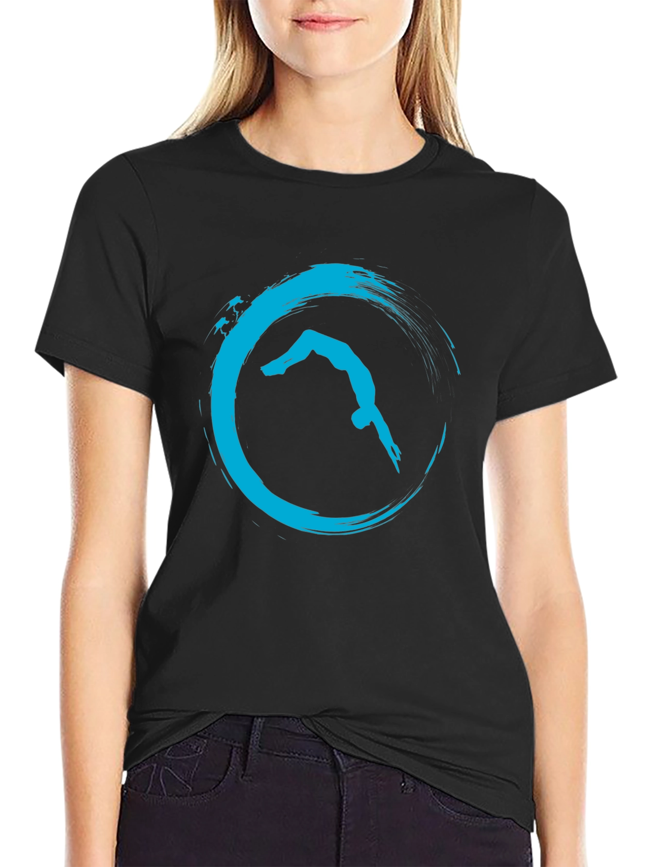 Diver Graphic Tee - Black T-Shirt with Blue Diving Design