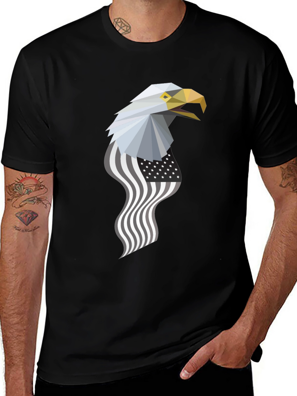 Geometric Eagle American Flag Graphic Tee