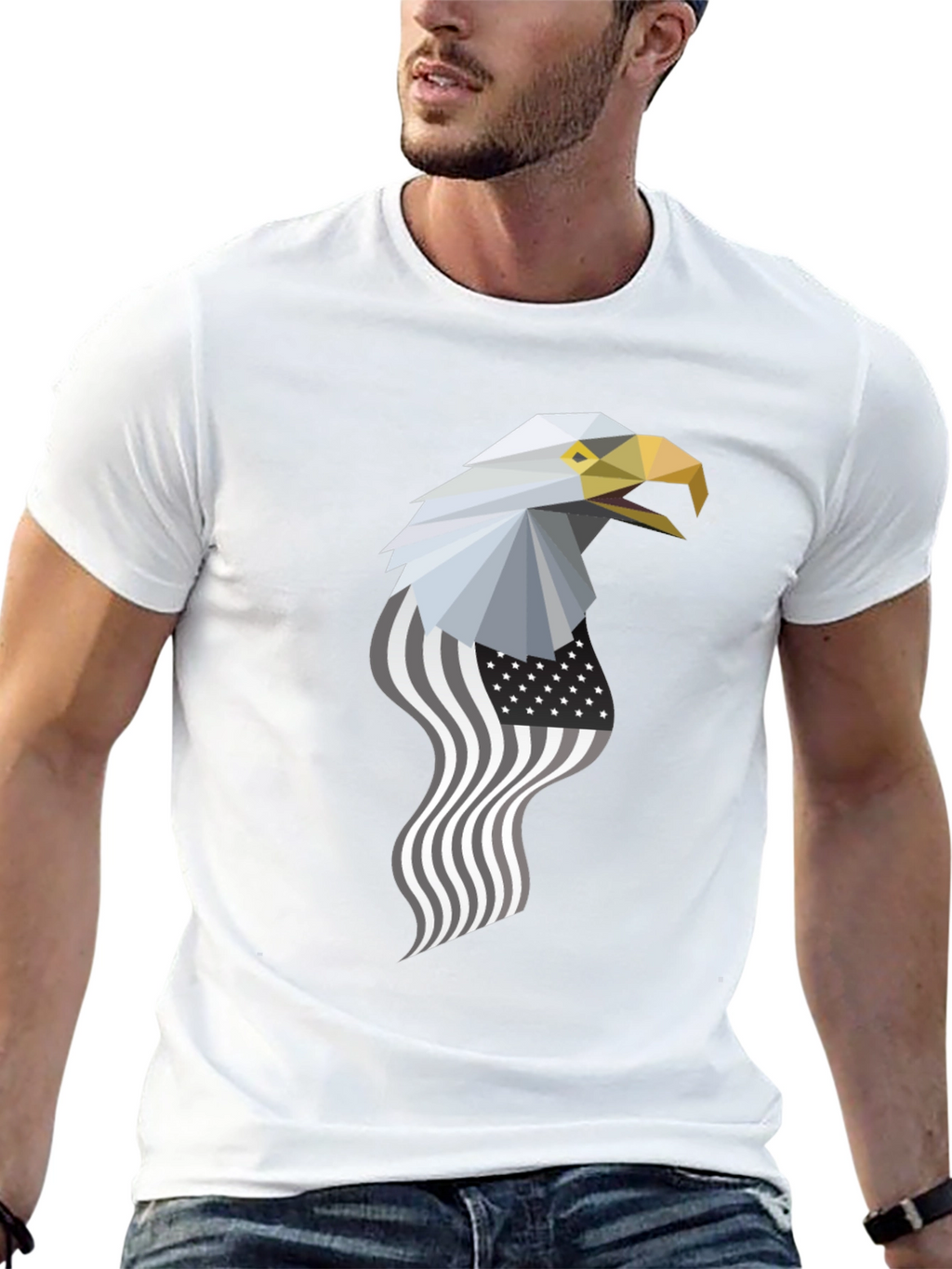 Geometric Eagle American Flag Graphic Tee