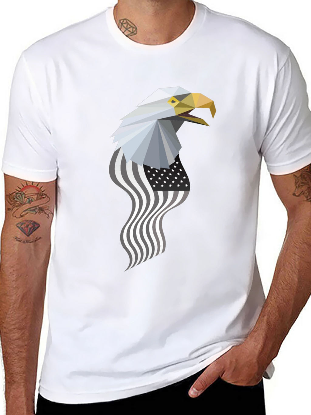Geometric Eagle American Flag Graphic Tee