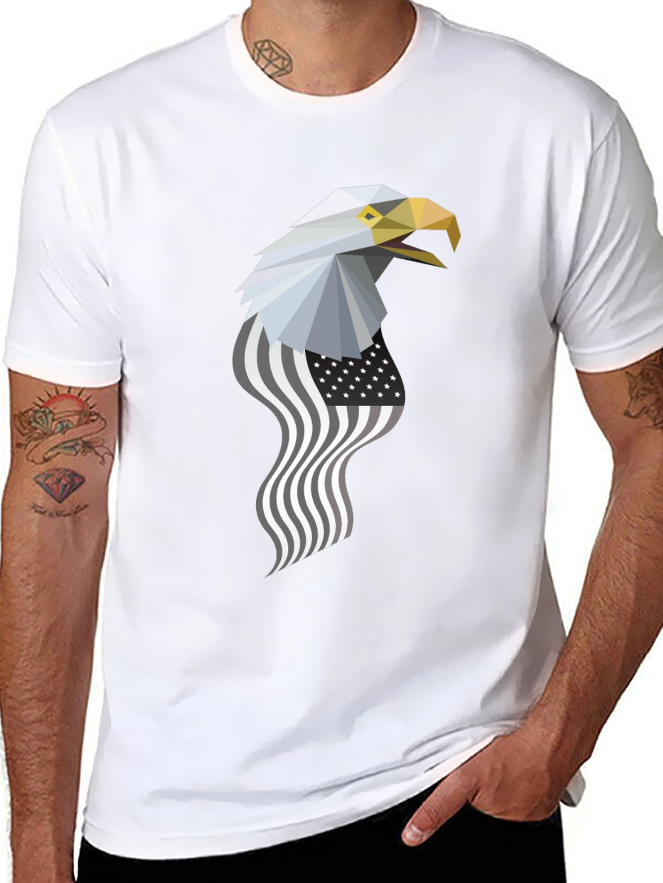 Geometric Eagle American Flag Graphic Tee