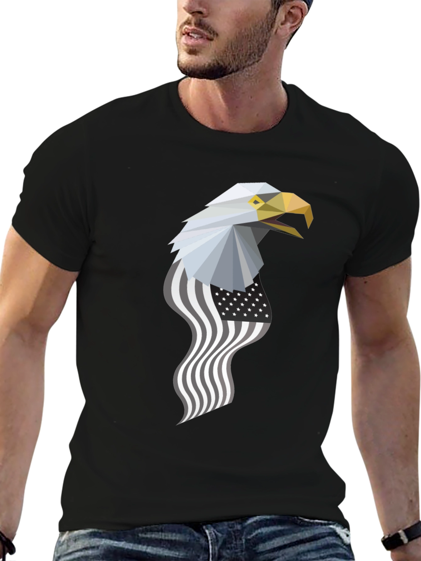 Geometric Eagle American Flag Graphic Tee