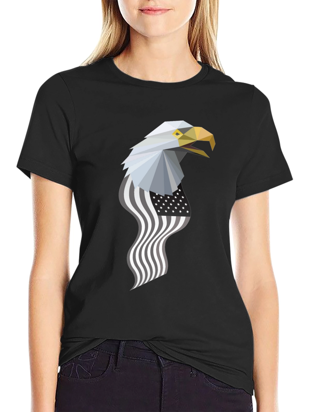 Geometric Eagle American Flag Graphic Tee