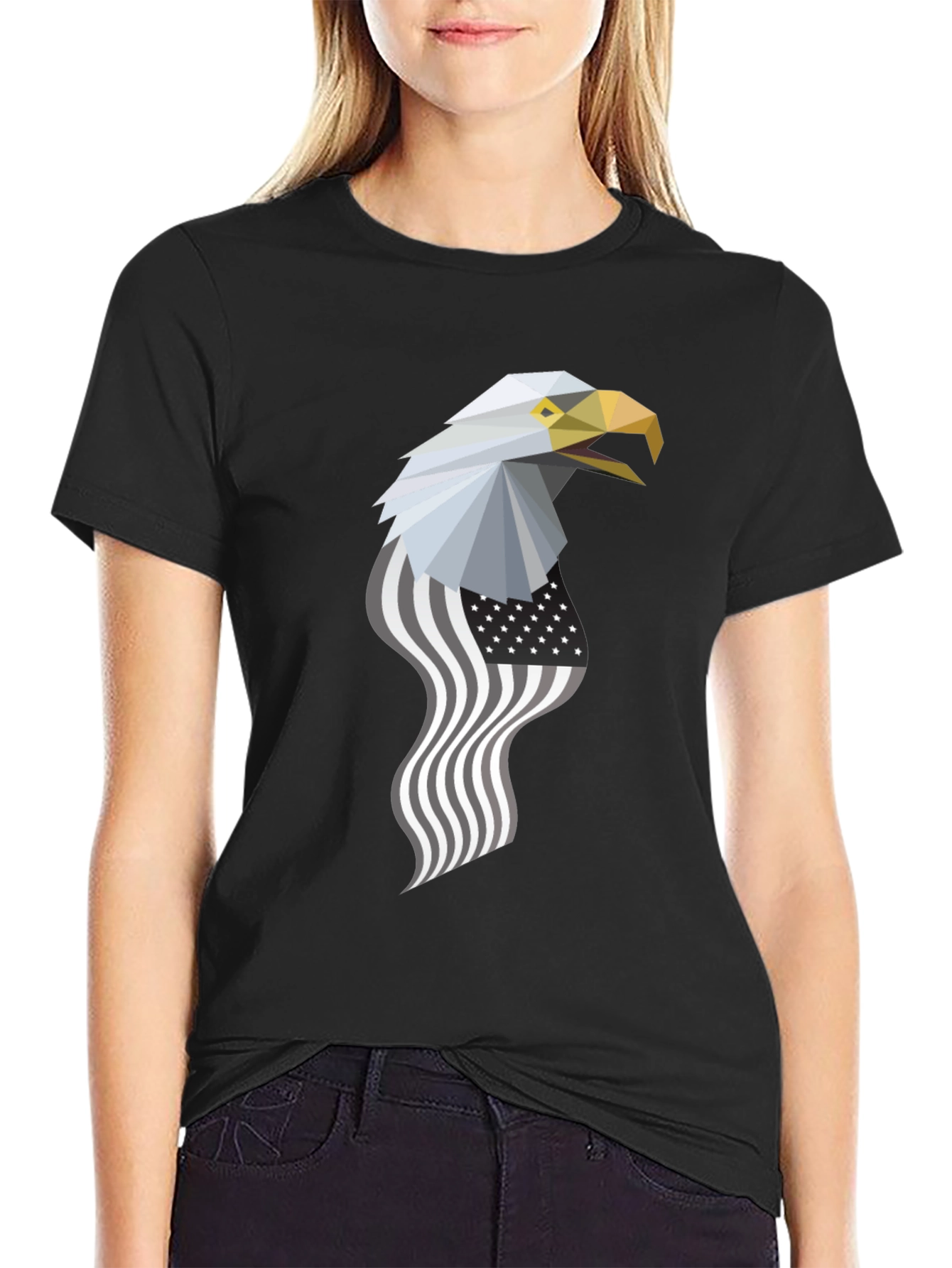 Geometric Eagle American Flag Graphic Tee