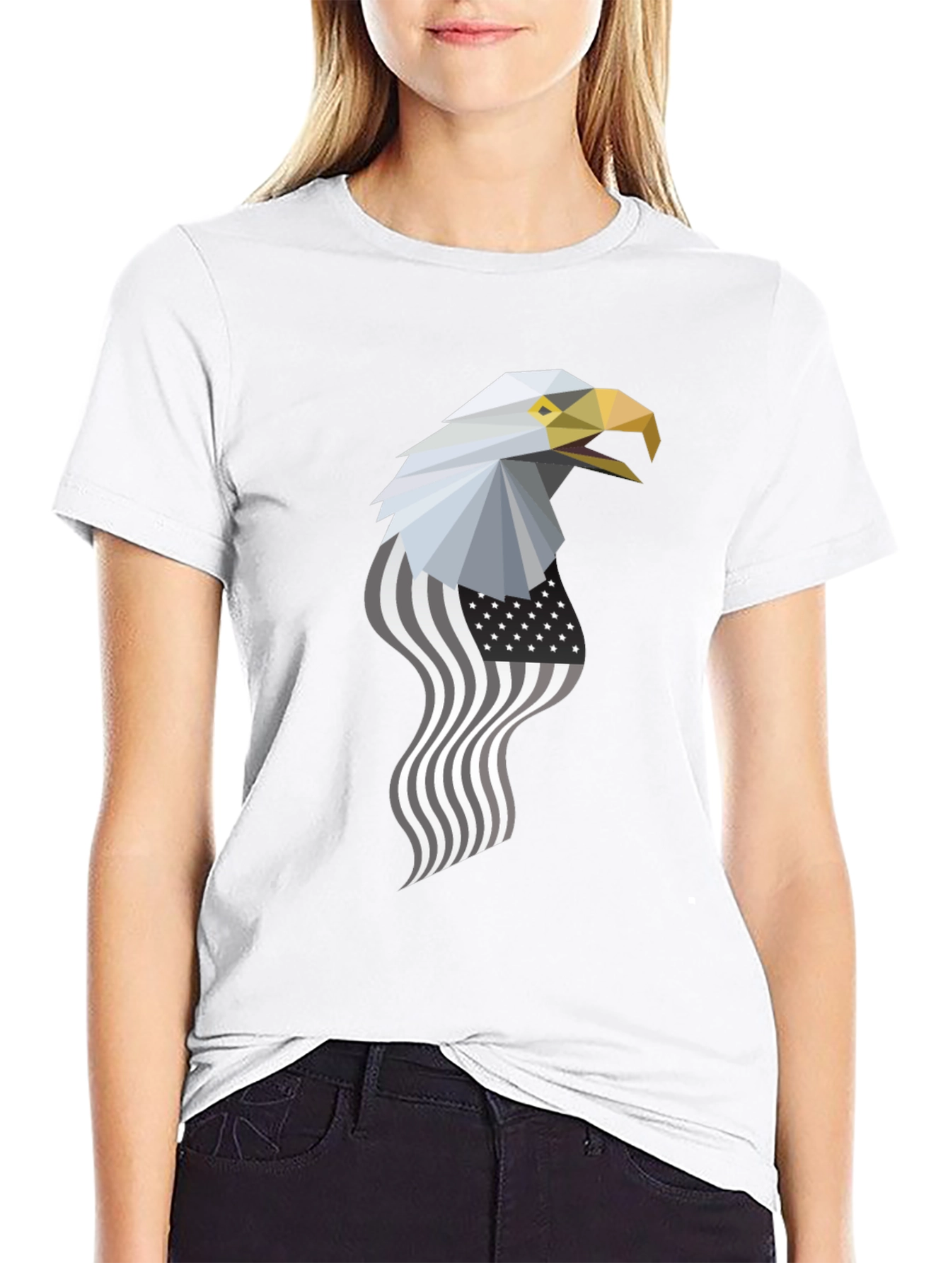 Geometric Eagle American Flag Graphic Tee