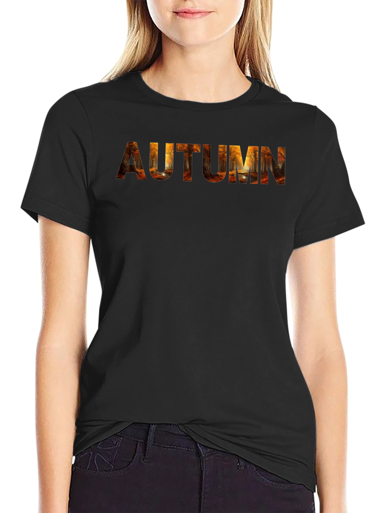 Autumn Themed Black T-Shirt