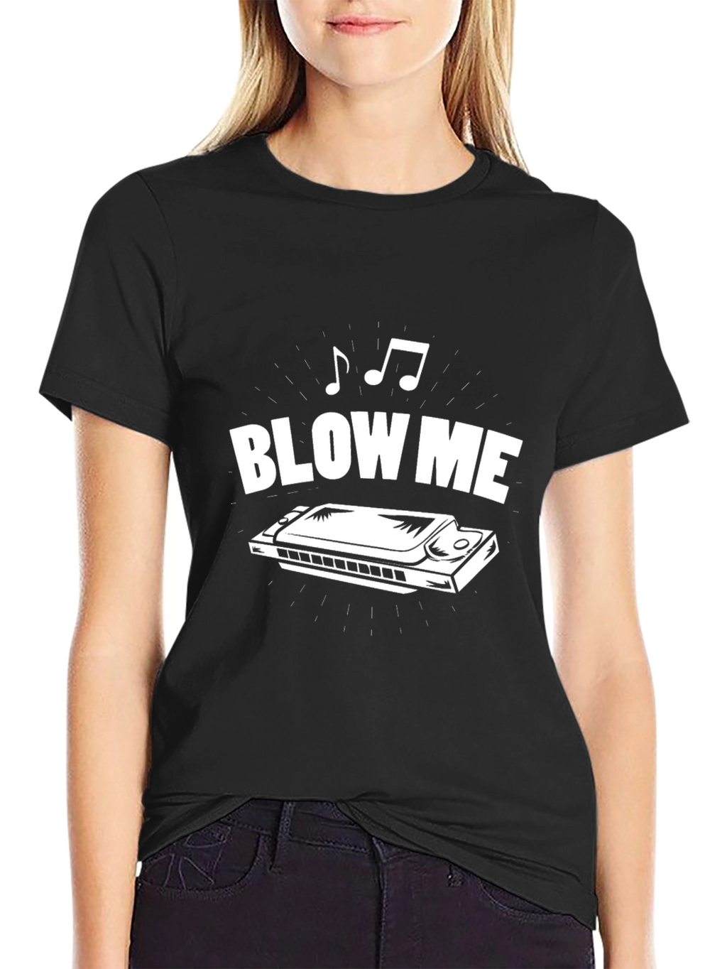 Blow Me Harmonica Graphic Tee - Black