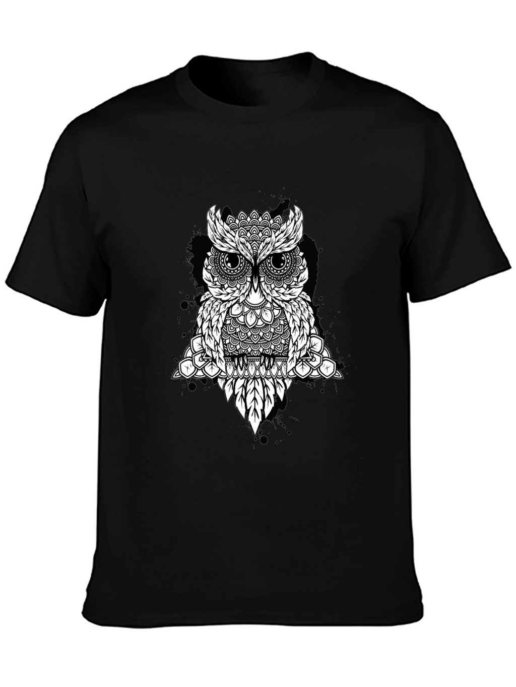 Geometric Owl Graphic Black T-Shirt