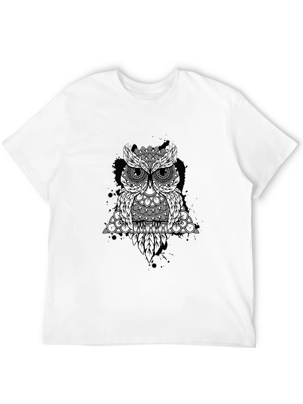 Geometric Owl Graphic Black T-Shirt