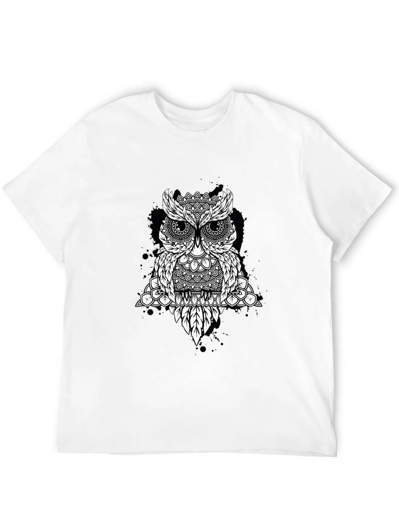 Geometric Owl Graphic Black T-Shirt