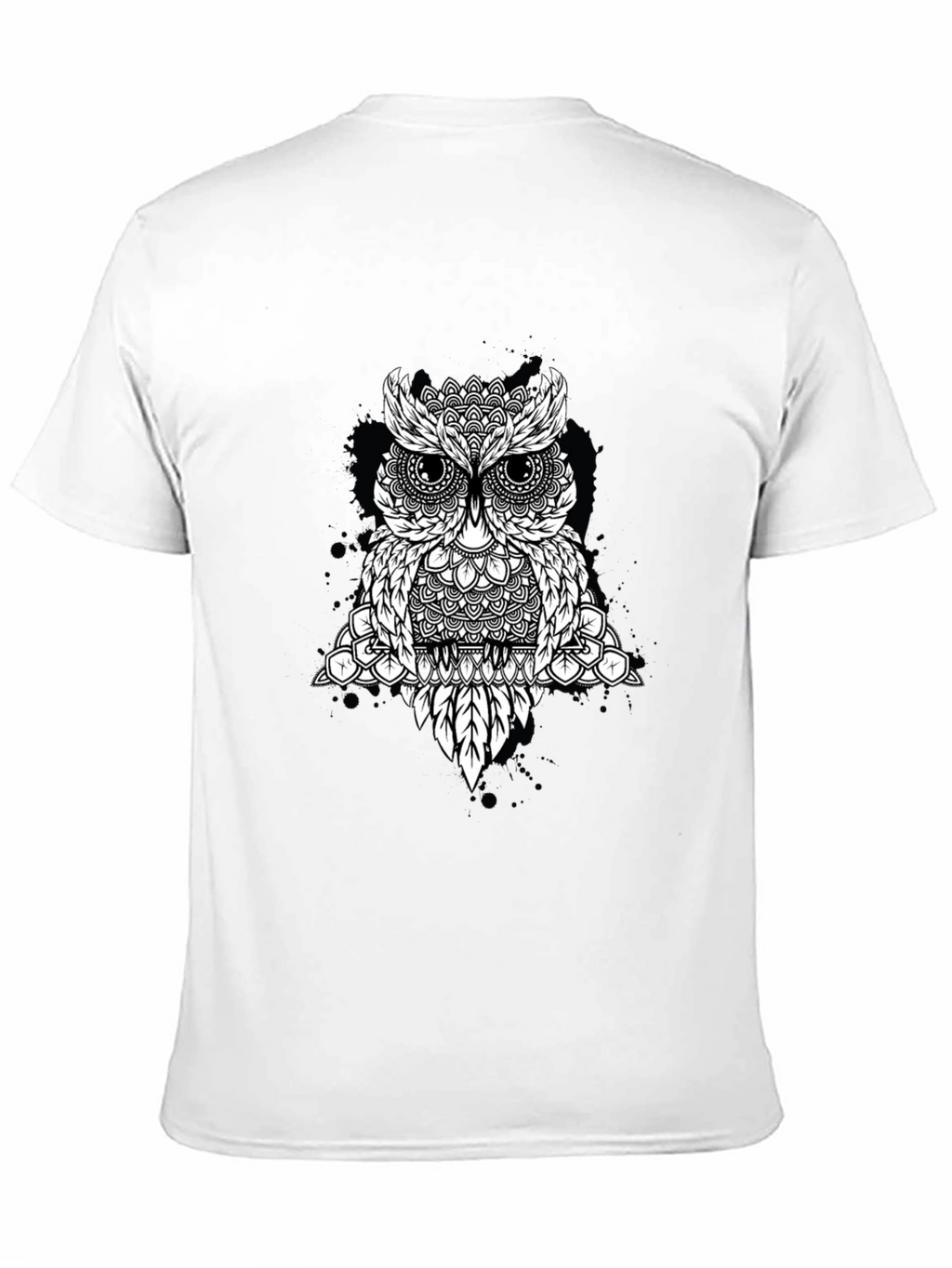 Geometric Owl Graphic Black T-Shirt