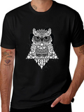 Geometric Owl Graphic Black T-Shirt