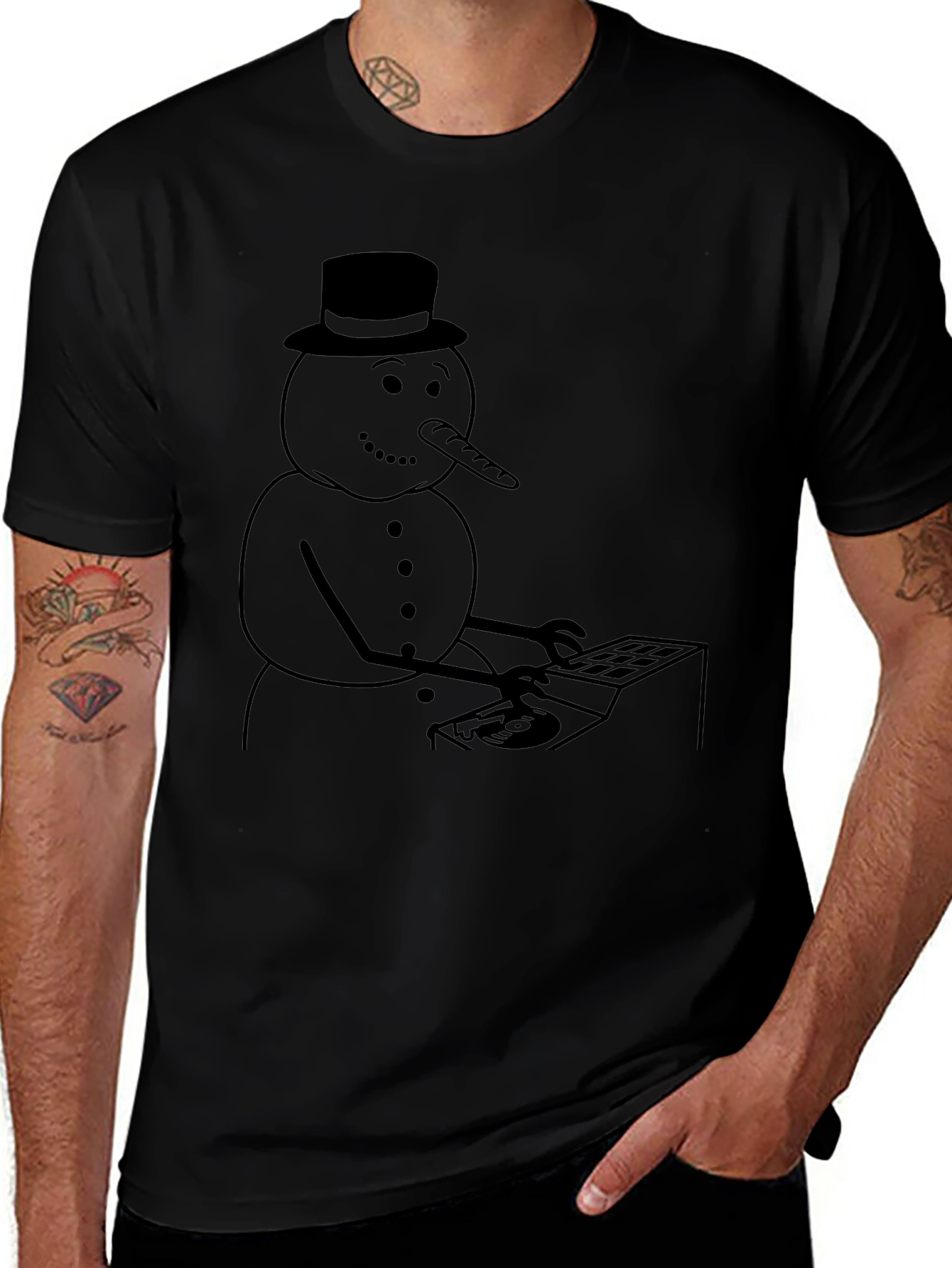 DJ Snowman Graphic Tee - Holiday Humor