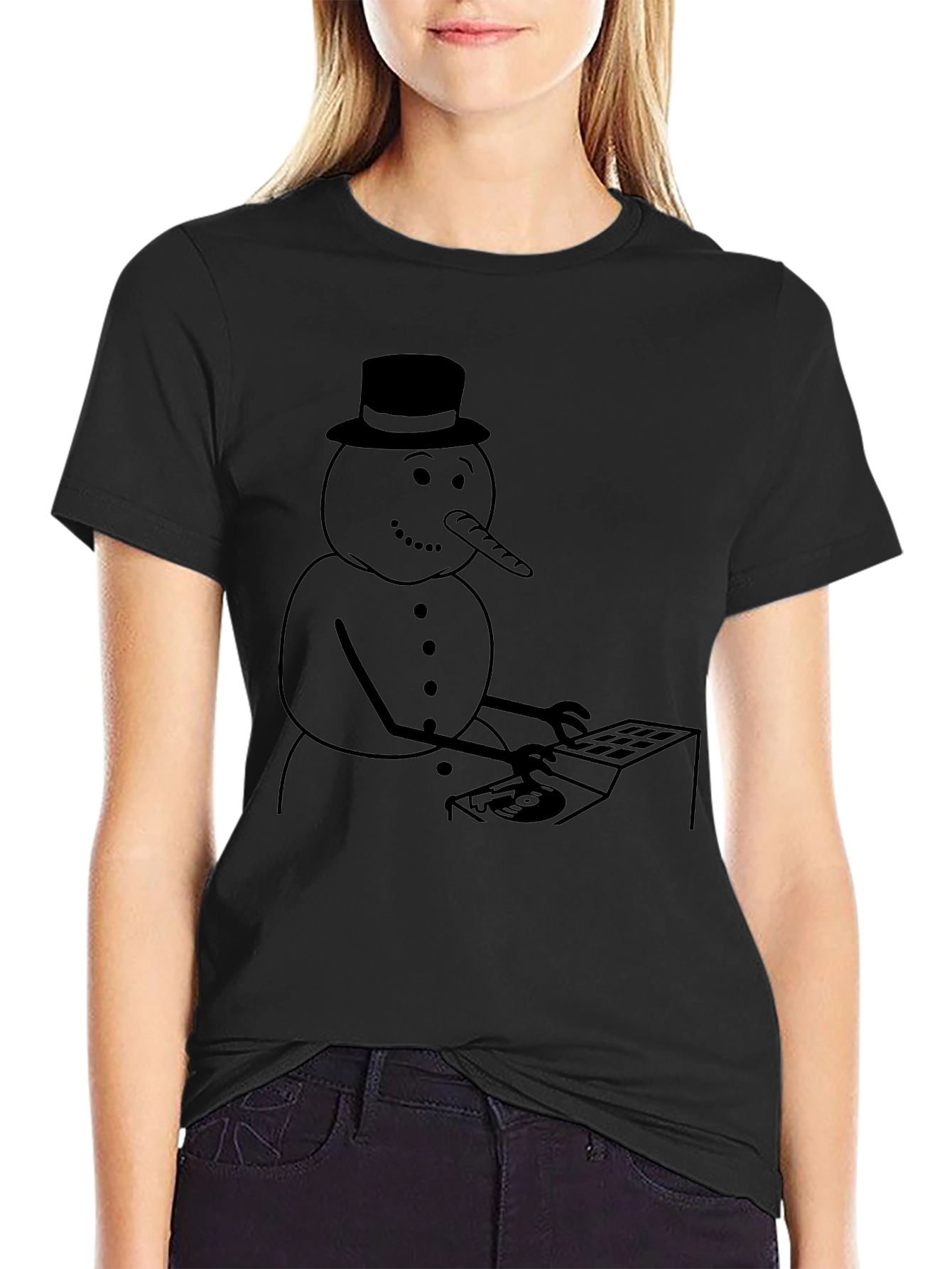 DJ Snowman Graphic Tee - Holiday Humor