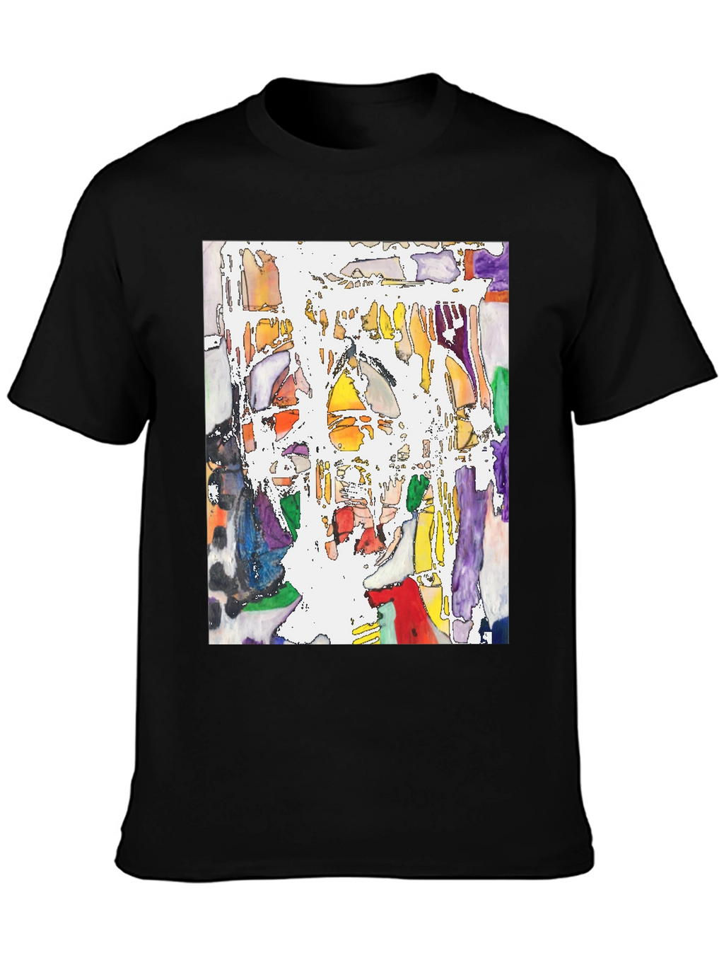 Abstract Art Print Black Crew Neck T-Shirt