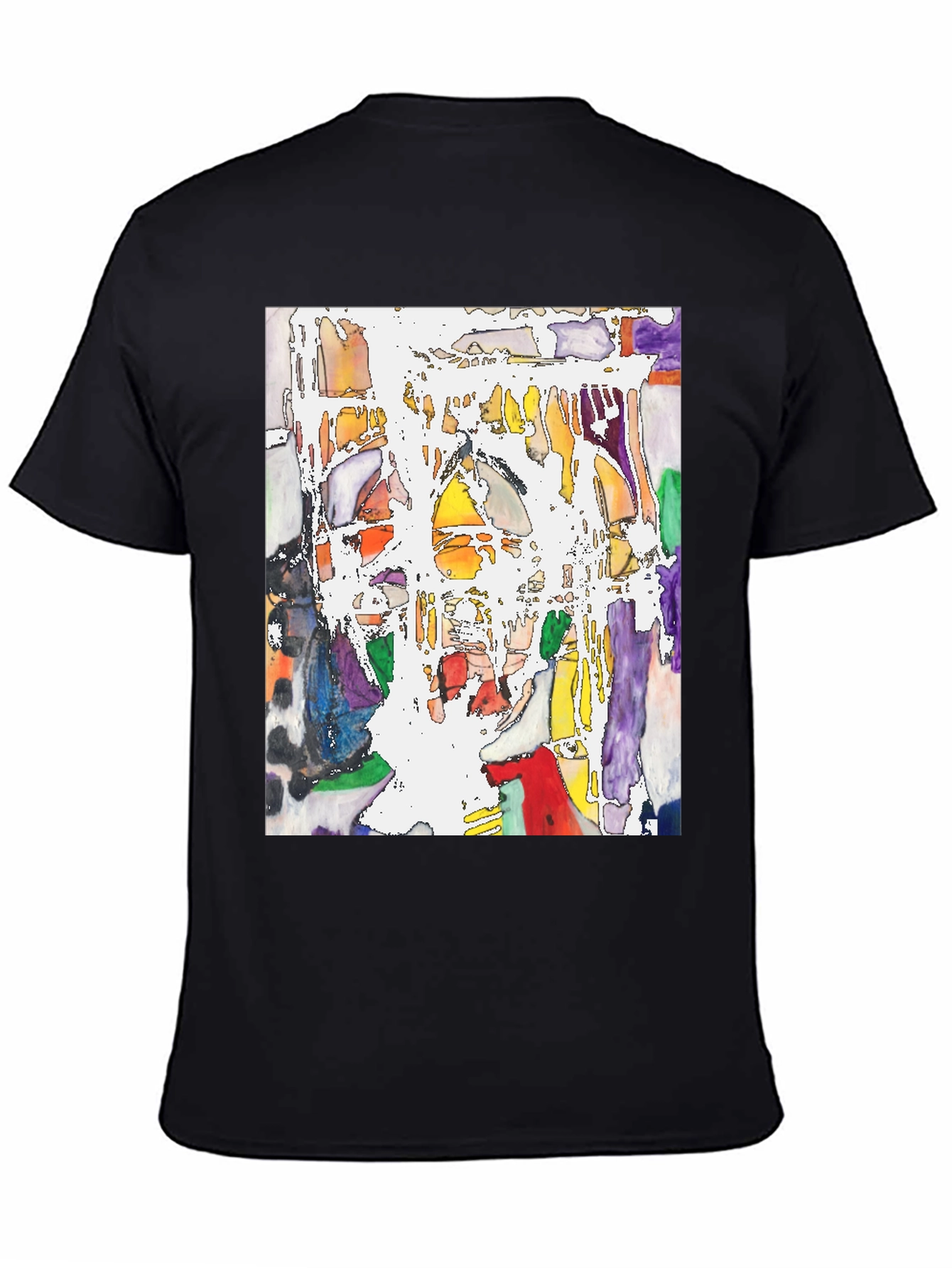 Abstract Art Print Black Crew Neck T-Shirt