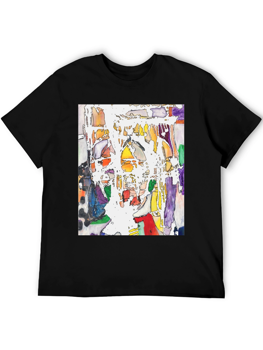 Abstract Art Print Black Crew Neck T-Shirt