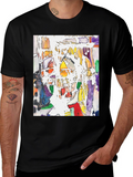 Abstract Art Print Black Crew Neck T-Shirt