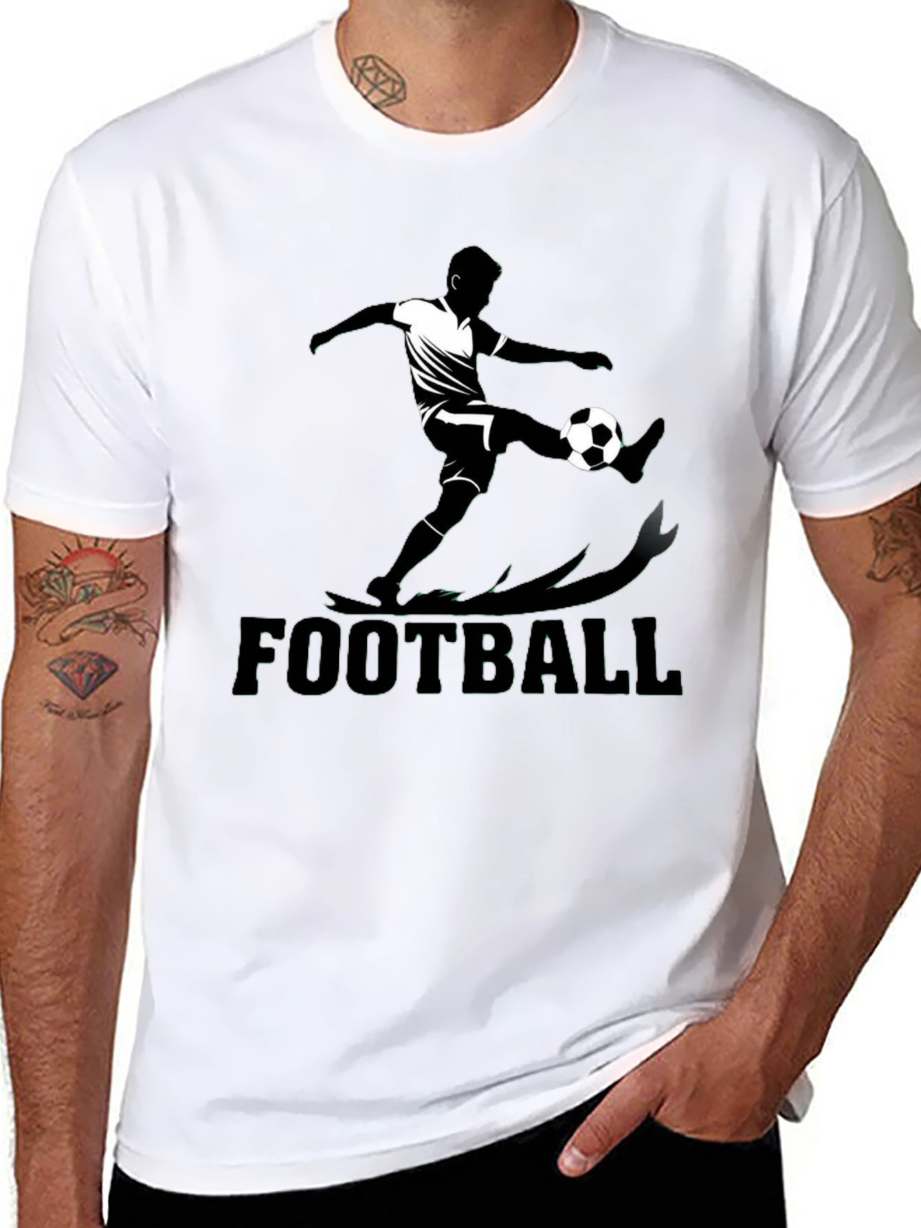 Football Graphic Tee - Black Cotton Blend