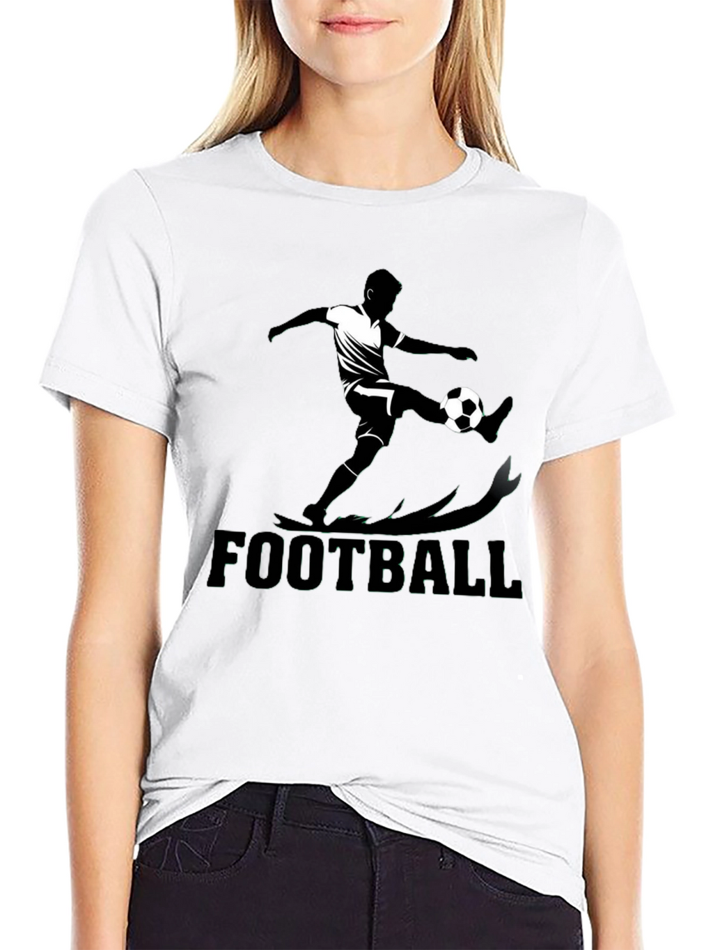 Football Graphic Tee - Black Cotton Blend
