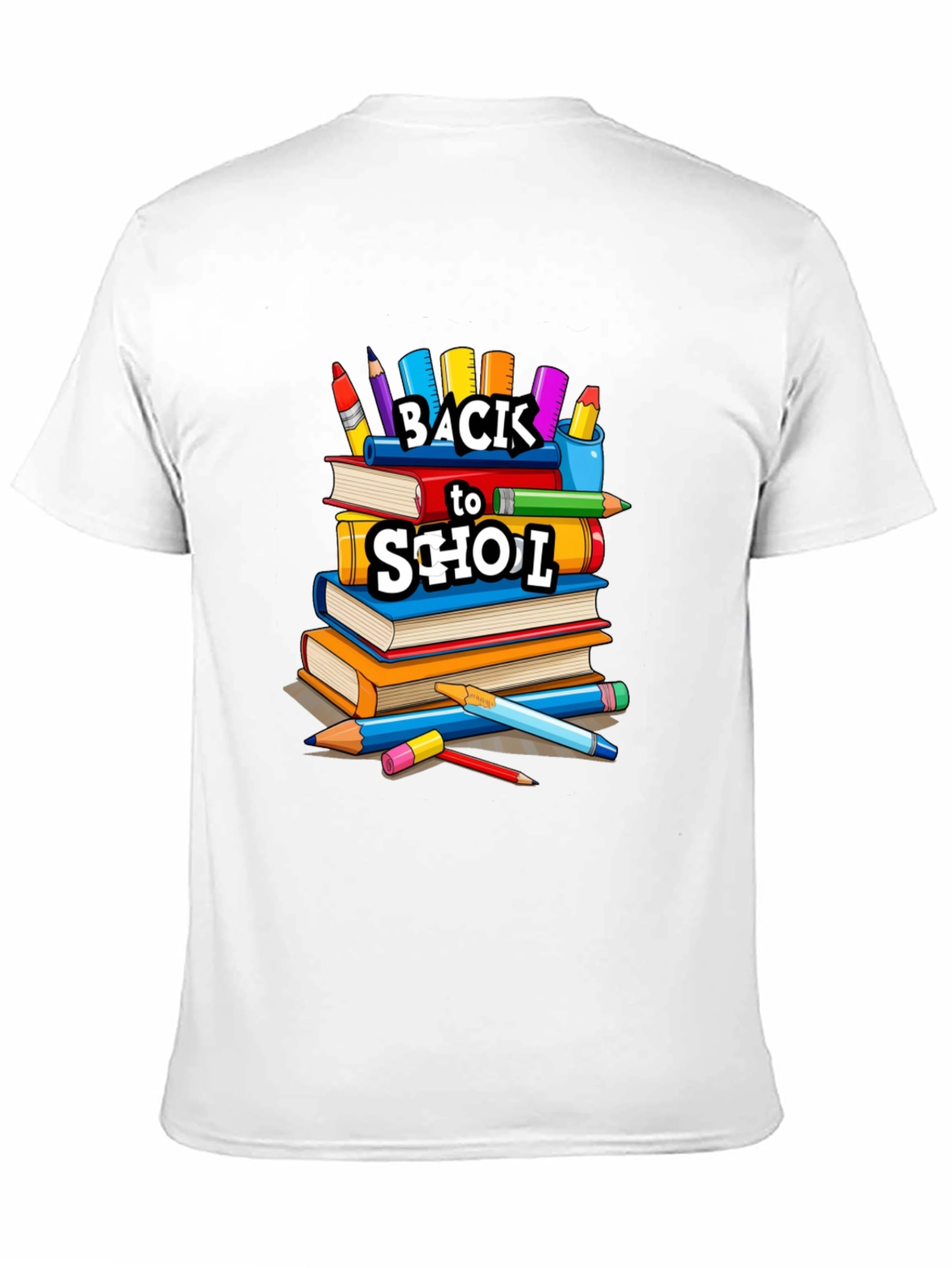 Back to School Stacked Books Black T-Shirt