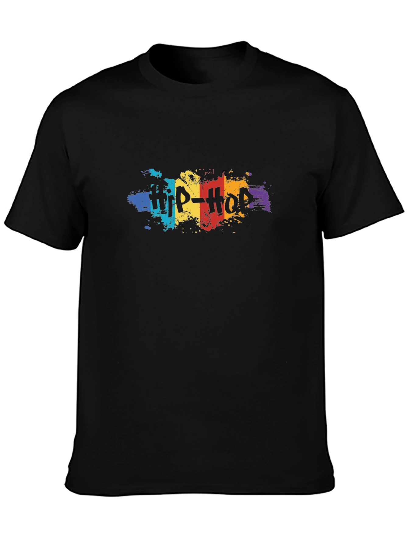 Hip-Hop Graphic Print Black Cotton T-Shirt