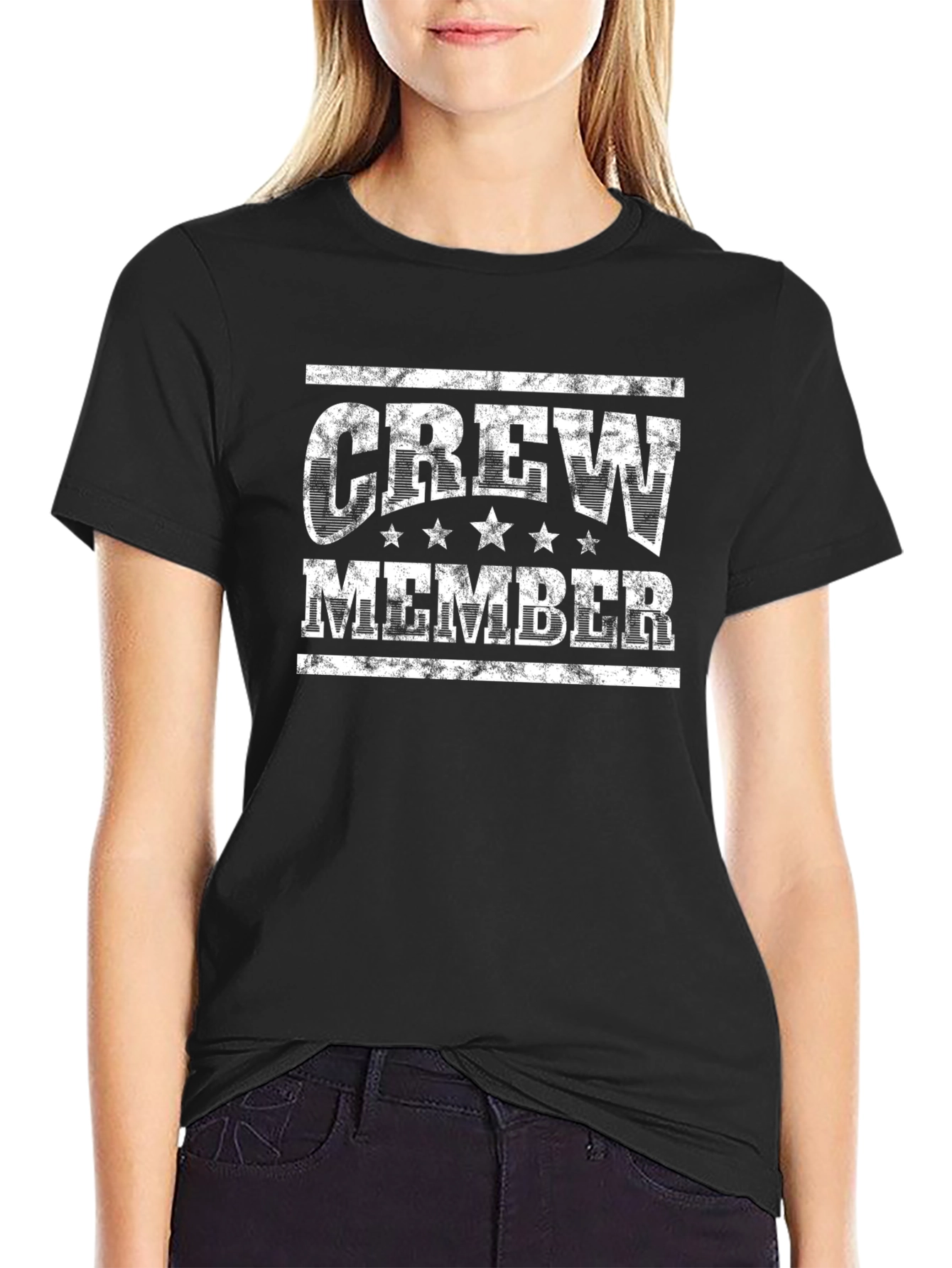 Crew Member Graphic Tee - Bold Black T-Shirt