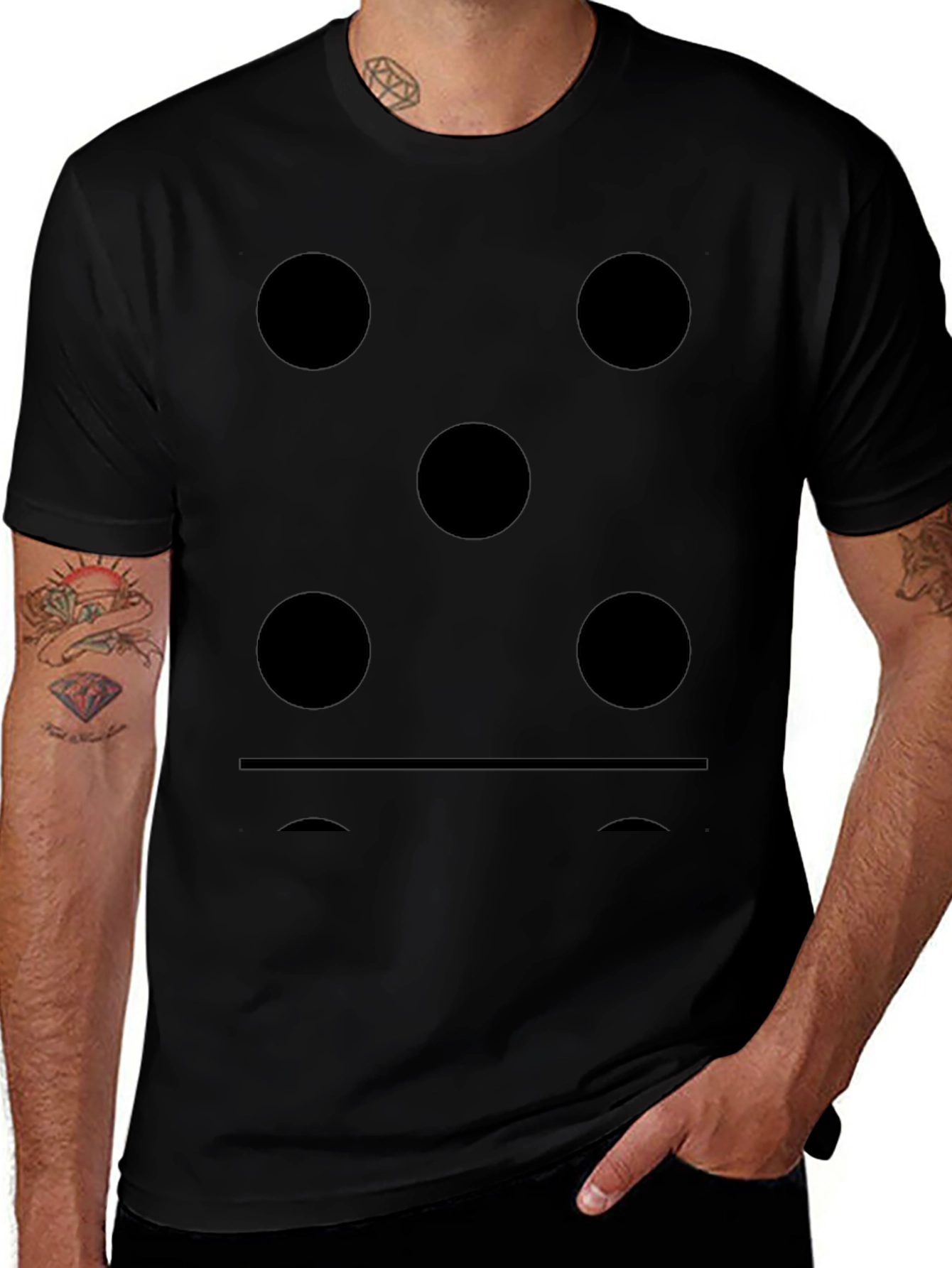 Domino Five Dots Graphic Black T-Shirt