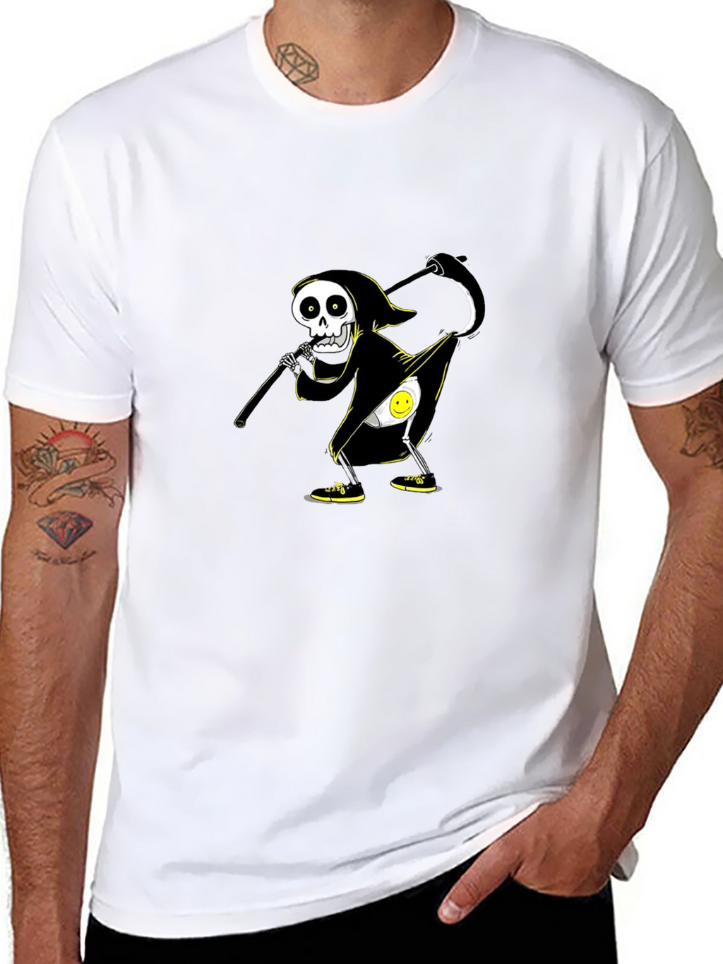 Grim Reaper Egg Humor Graphic T-Shirt