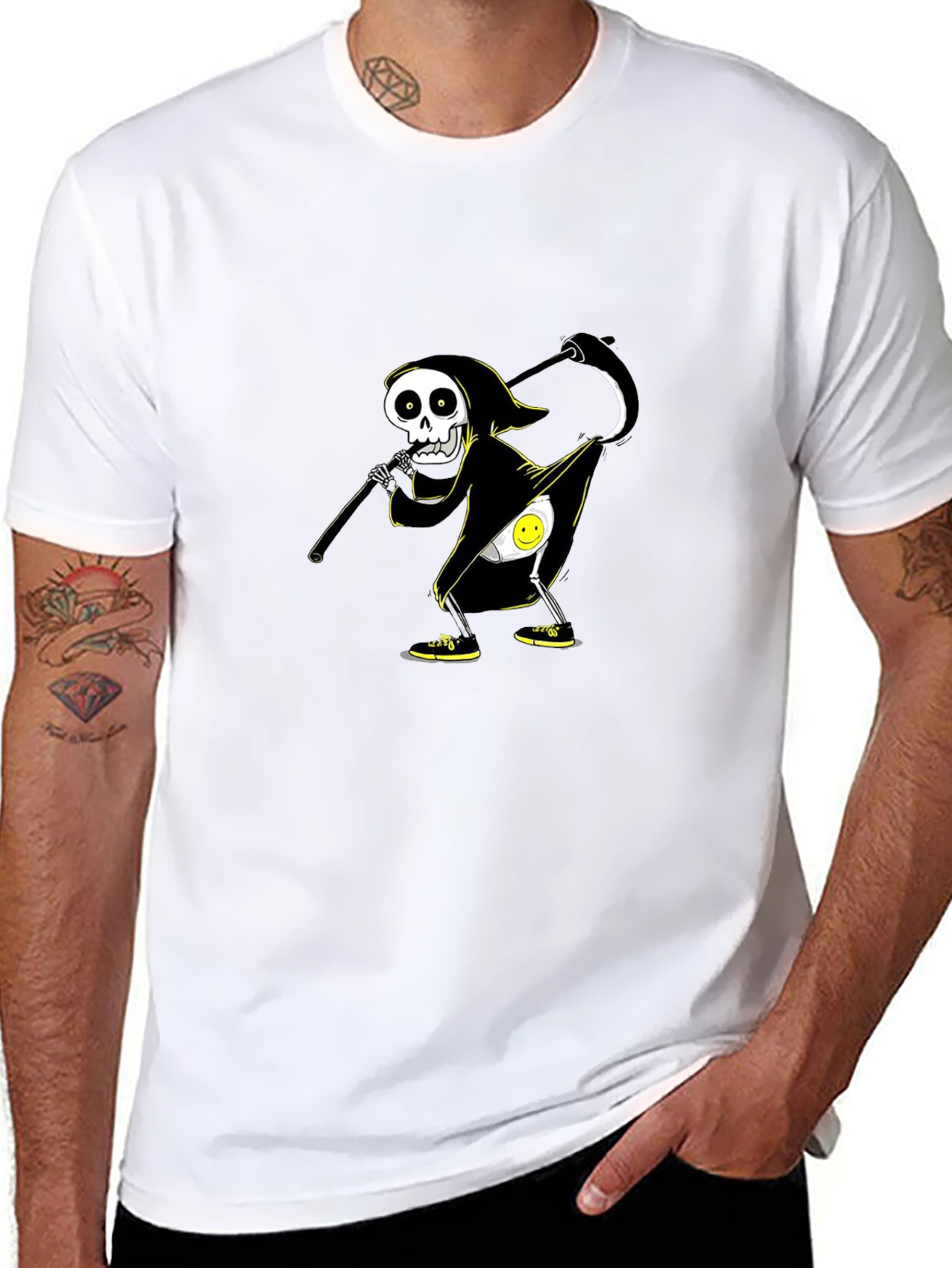 Grim Reaper Egg Humor Graphic T-Shirt