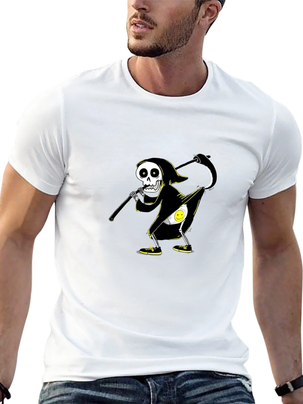 Grim Reaper Egg Humor Graphic T-Shirt