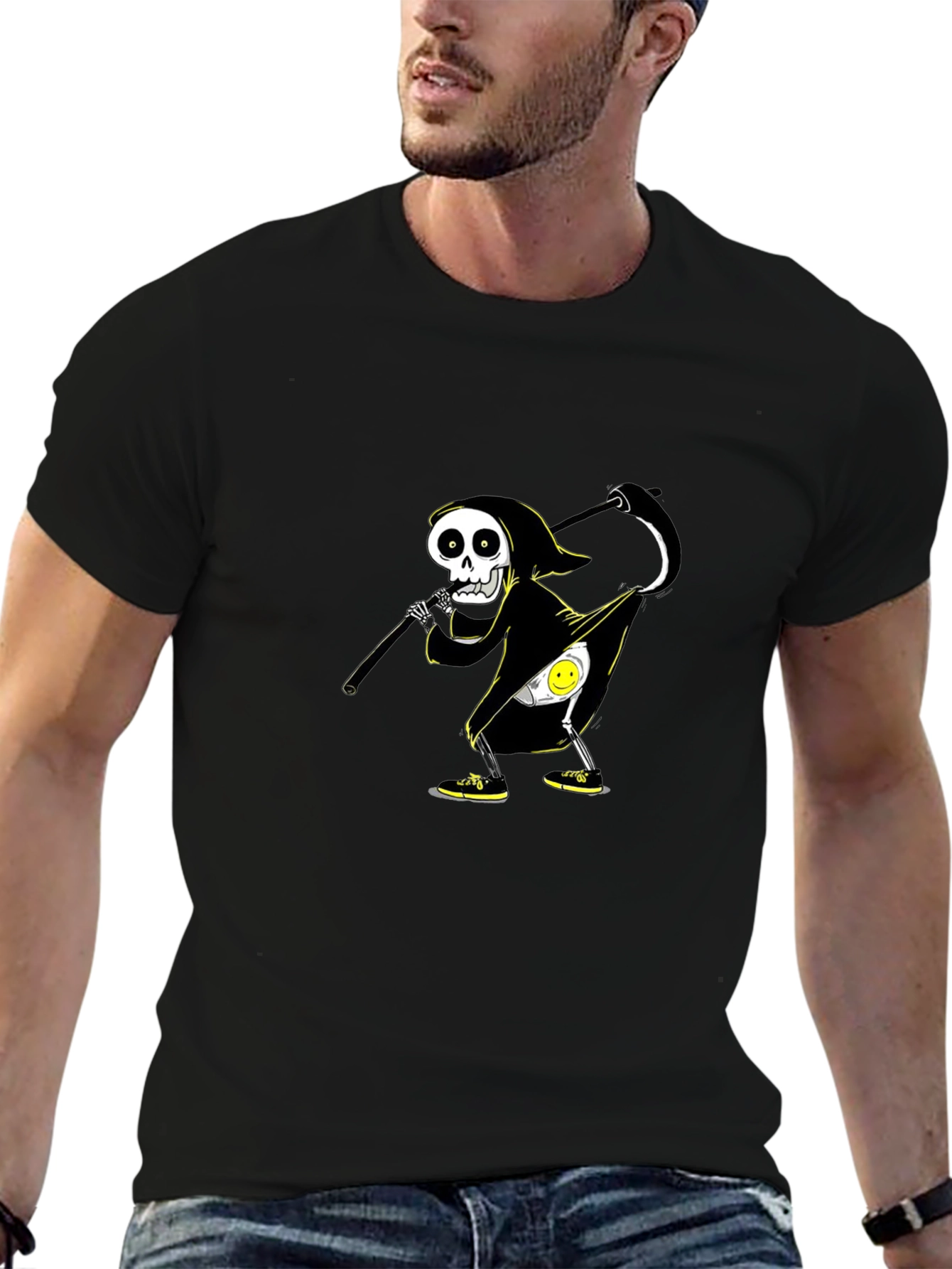 Grim Reaper Egg Humor Graphic T-Shirt