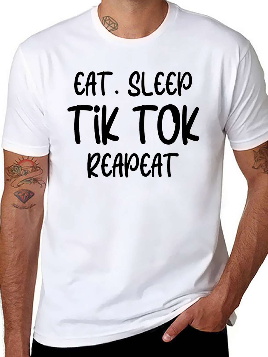 Eat Sleep Tik Tok Repeat Black T-Shirt