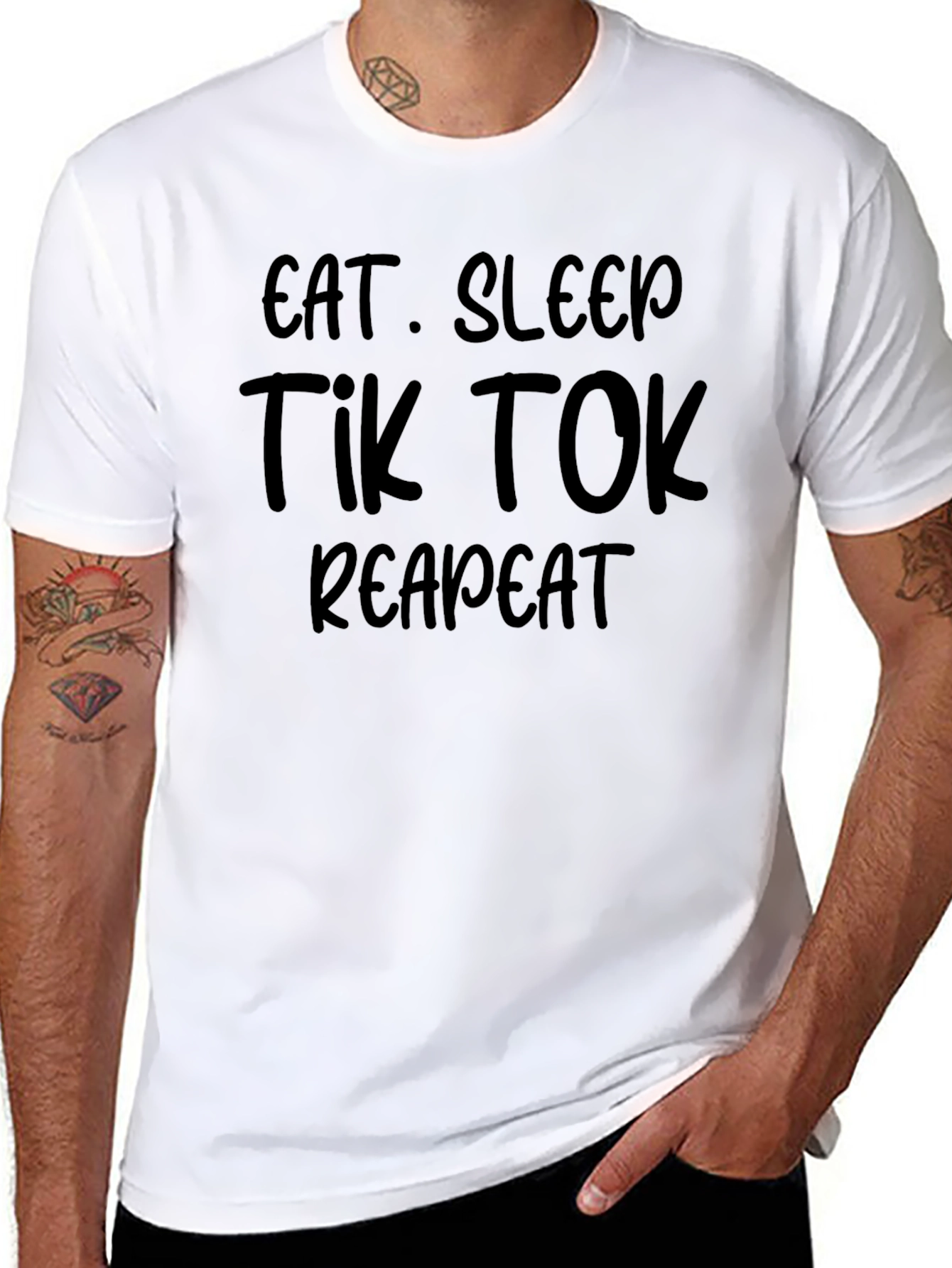 Eat Sleep Tik Tok Repeat Black T-Shirt