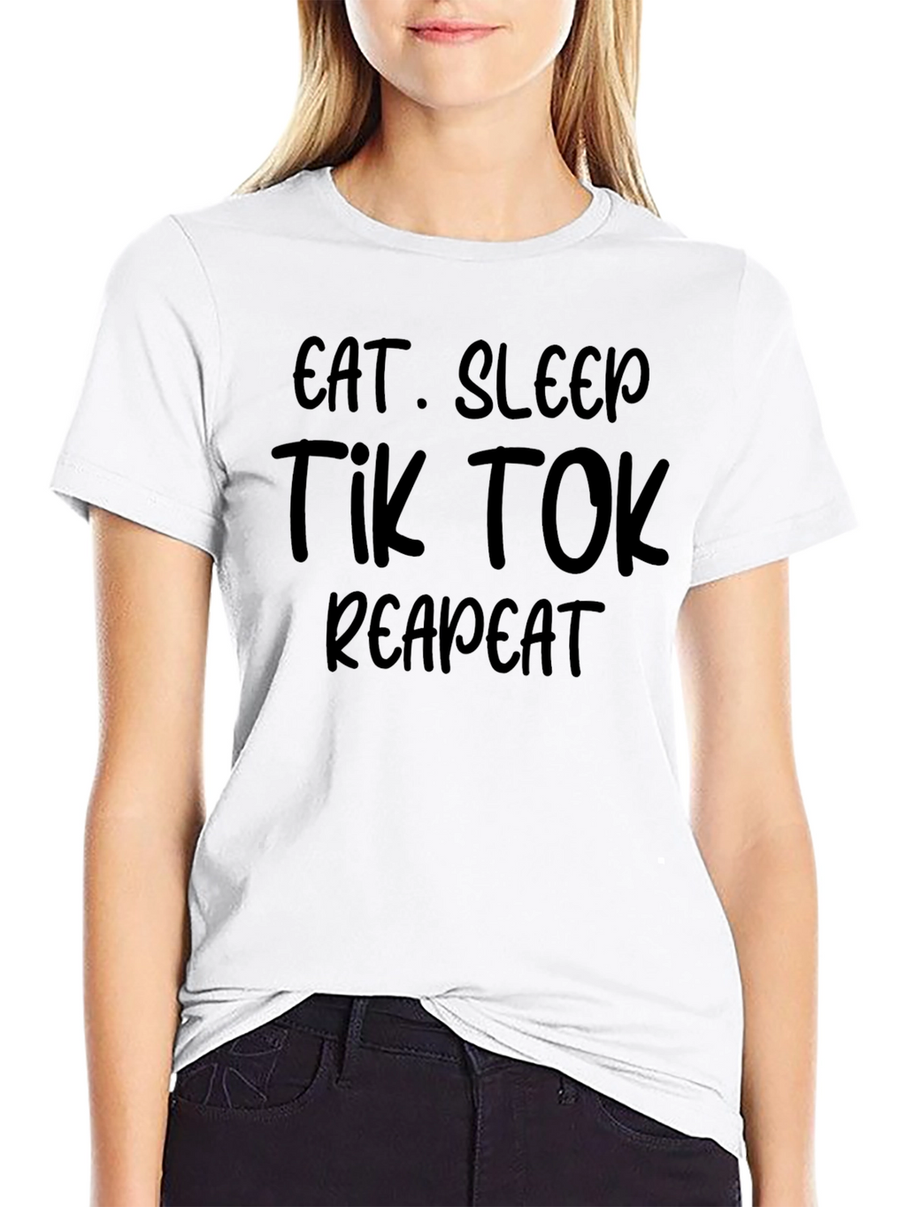 Eat Sleep Tik Tok Repeat Black T-Shirt